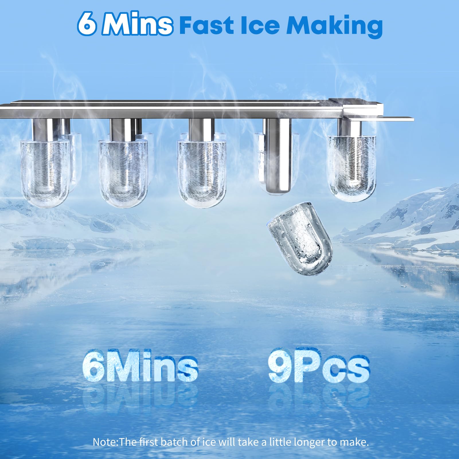 Portable Ice Maker Machine - 35lbs/Day, 9 Ice Cubes in 6 Minutes, Self-Cleaning Countertop Ice Maker with 2 Ice Cube Sizes (Bullet & Cube) & Scoop Basket - Perfect for Home Kitchen, Office, RV Camping, Parties & Bars