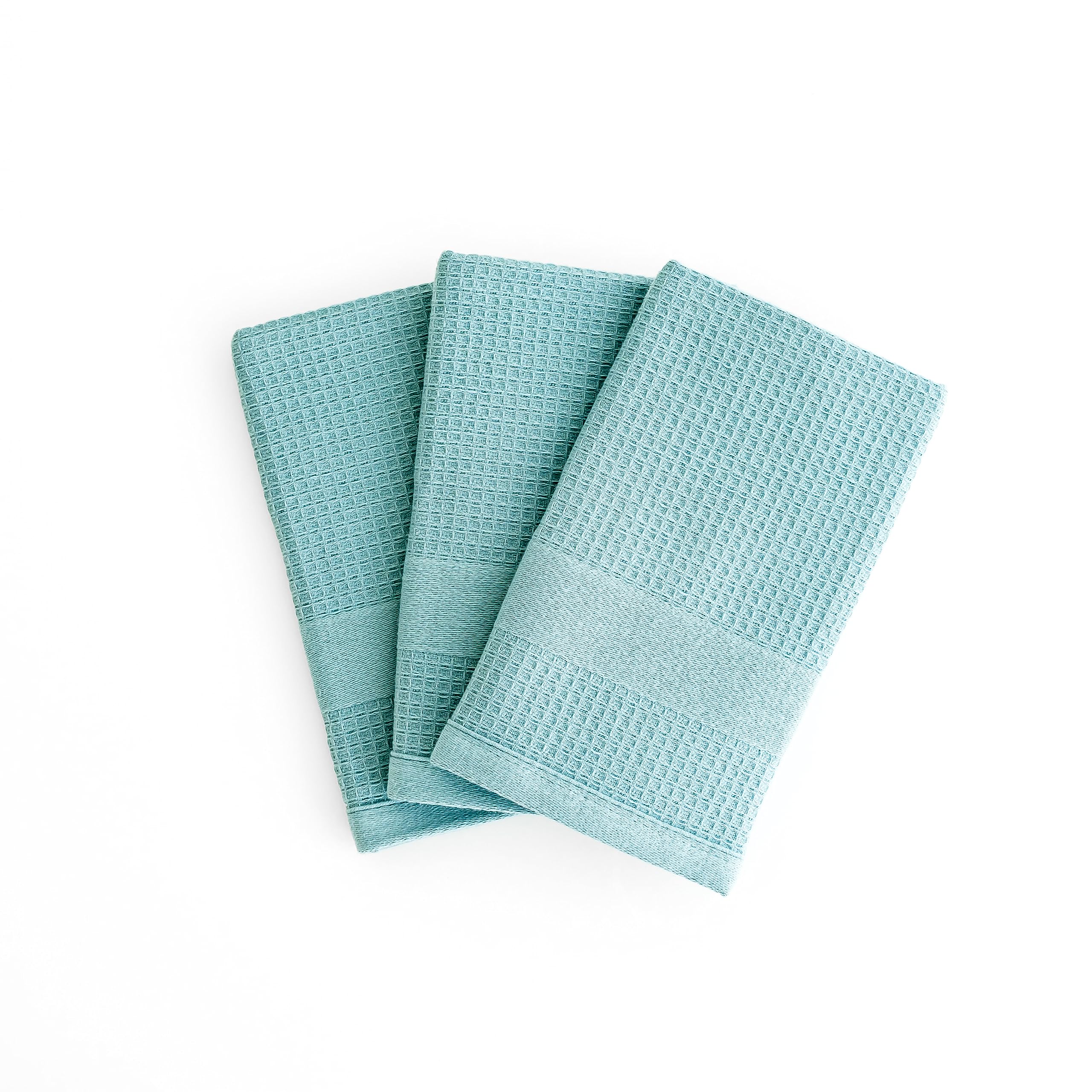 Premium Turquoise Dish Towels Set of 3 - Ultra Absorbent Waffle Weave Turkish Cotton Kitchen Towels in Aqua Teal - Perfect for Drying Dishes, Cleaning Countertops & Adding Stylish Decor to Your Kitchen
