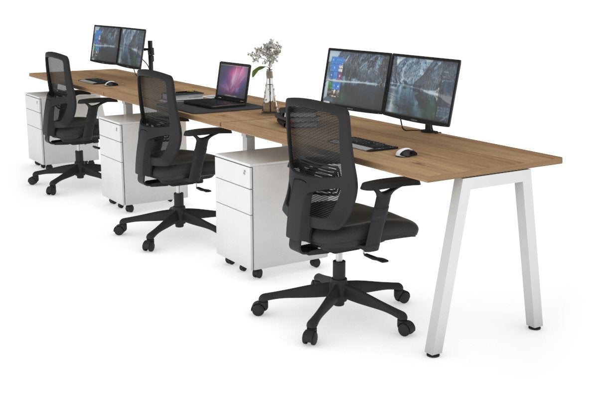 Quadro 3-Person Office Workstation Desk [1800L x 700W] - Perfect for Team Collaboration & Shared Workspaces