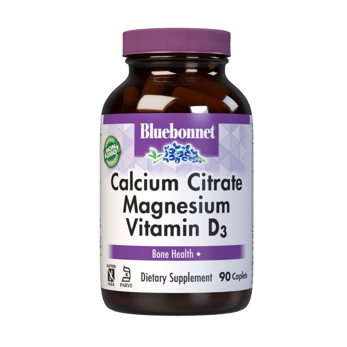 Bluebonnet Calcium Citrate with Magnesium & Vitamin D3 Supplement - 90 Caplets for Bone Health & Immune Support - Ideal for Adults & Seniors