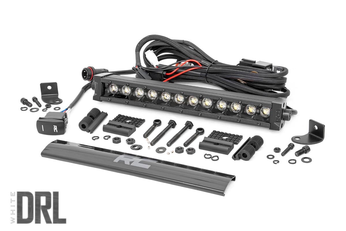 12 Inch Black Series LED Light Bar - Single Row Off-Road Light with Amber DRL (Daytime Running Lights) - Perfect for Trucks, Jeeps, ATVs & Off-Road Vehicles - Model 70712BLDRLA
