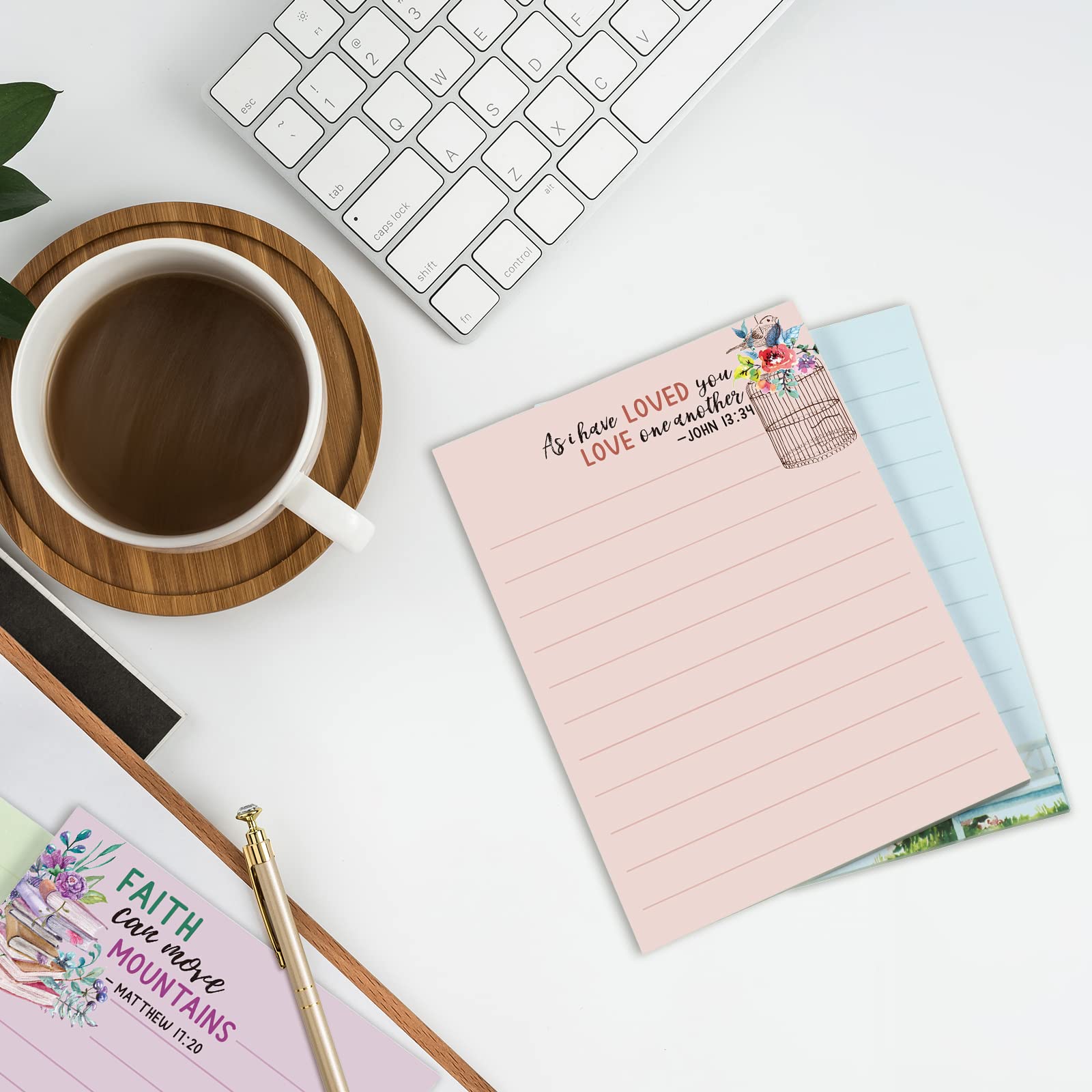 8 Pack Christian Inspirational Sticky Notes with Floral Design & Bible Verse Quotes - 4 x 5.5 Inch Religious Memo Pads for Prayer Journal, Bible Study, Office, School & Daily Planning (Fresh Style)