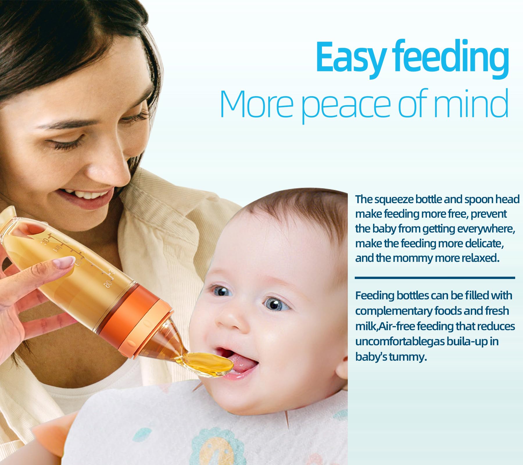 **Soft Silicone Baby Bottle with Spoon Head - 4 oz Slow Flow Anti-Colic Feeder for Rice Cereal & Purees - Easy to Clean, BPA-Free, 2-Pack - Ideal for Newborns, Infants & On-the-Go Feeding**