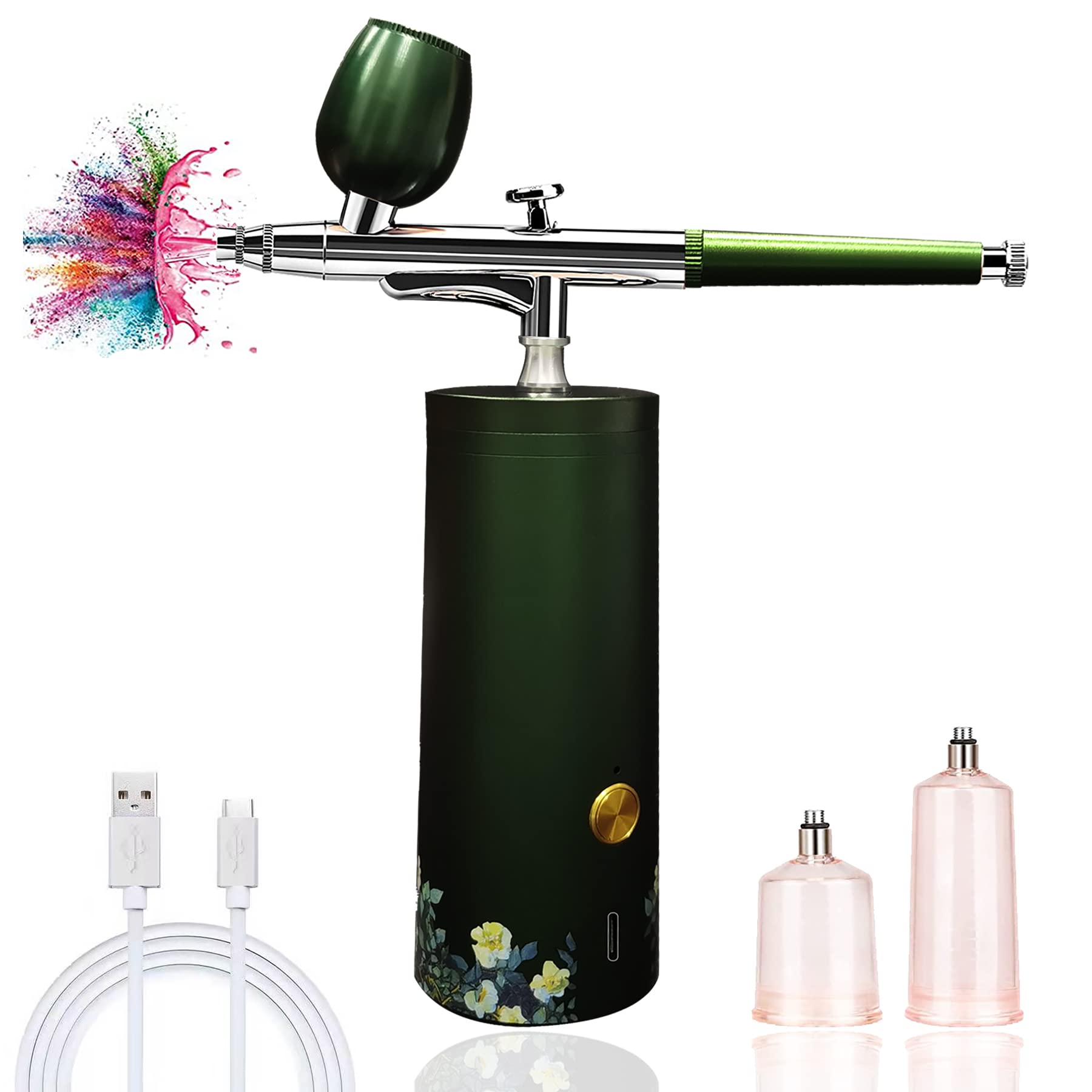 Professional Mini Airbrush Makeup Kit with Air Compressor - Portable Tattoo & Cake Decorating Airbrush Machine for Makeup, Body Art, Model Coloring & Face Painting | Perfect for Home Salon, Professional Studios & DIY Beauty Projects