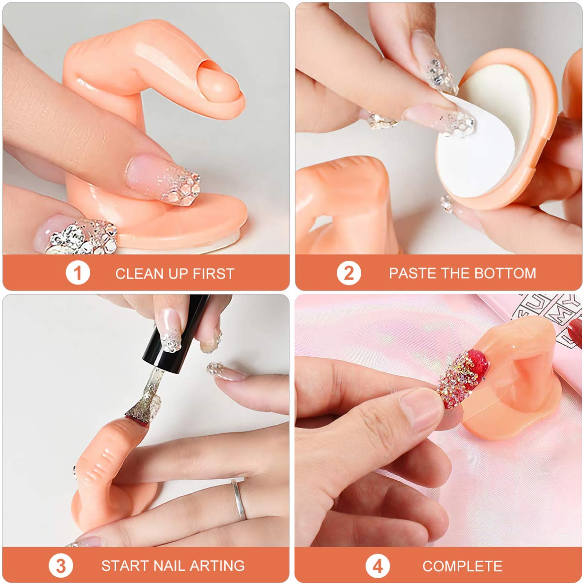 5pcs Fake Nail Practice Fingers - Professional Nail Art Training Tools for Acrylic & Gel Nails - Perfect for Manicurists, Beginners & DIY Nail Art at Home/Salon