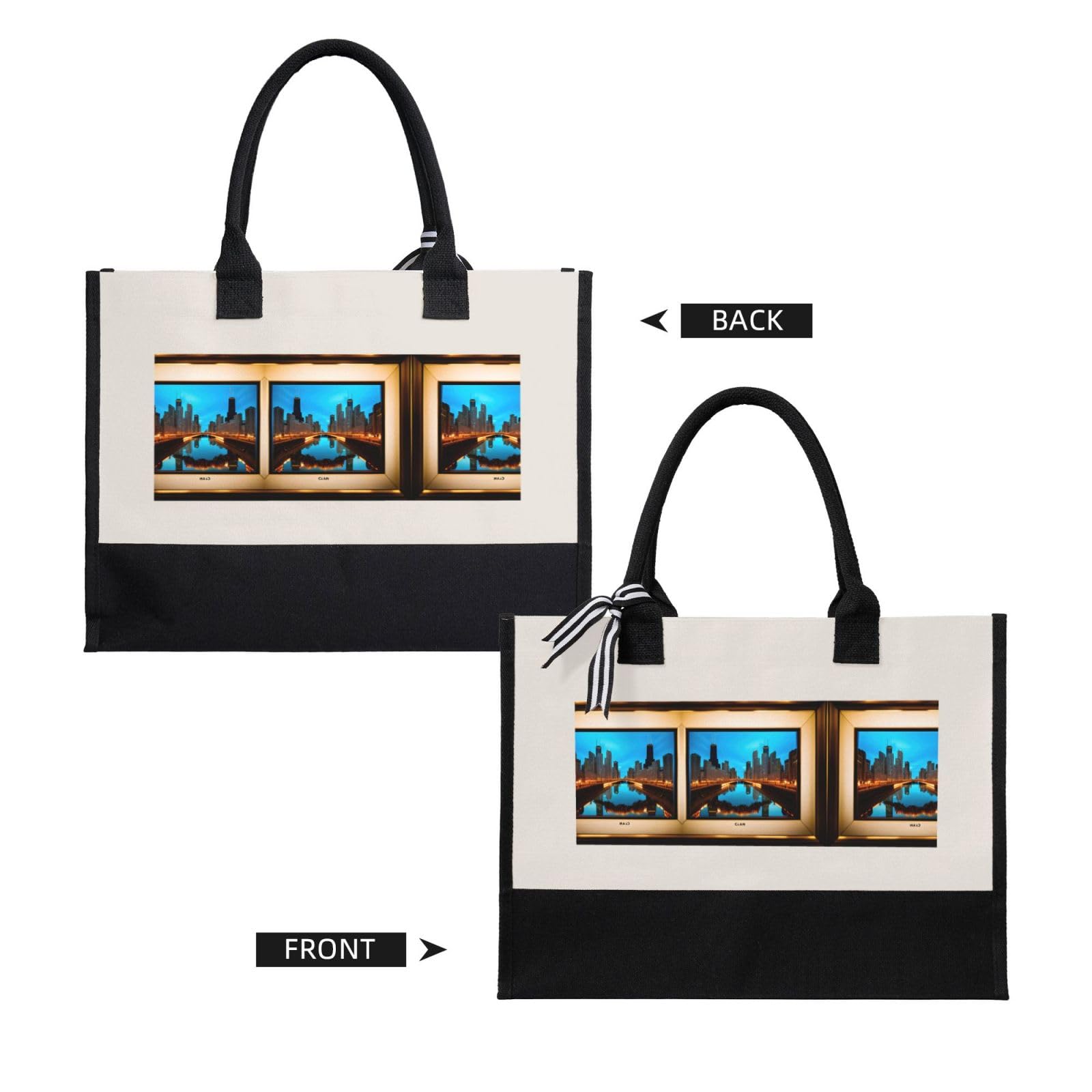 DRTGEDS Chicago Christmas Tote Bag - Reusable Canvas Gift Bag for Women | Holiday Shopping & Travel