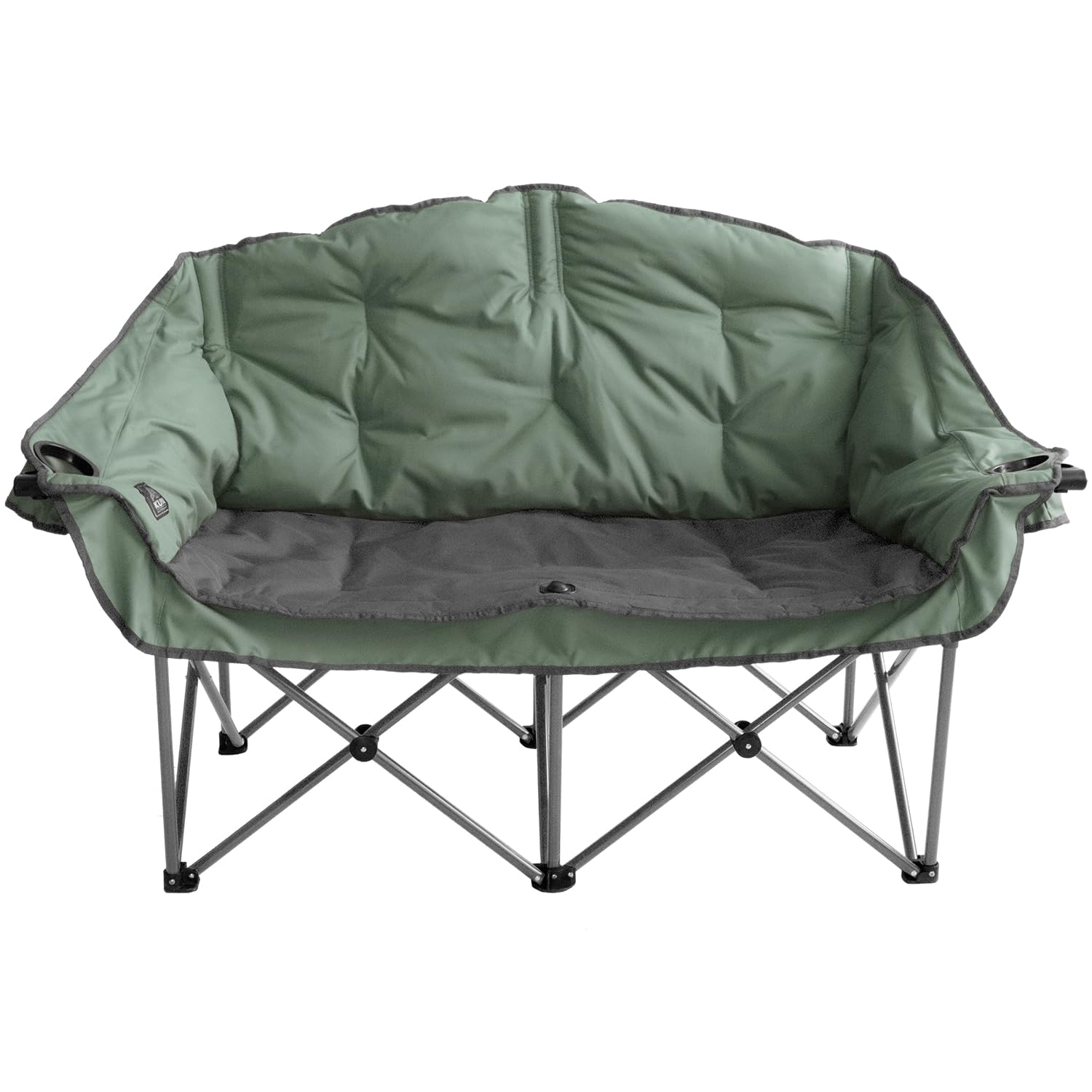**Kuma Outdoor Gear - Bear Buddy Double Camping Chair with Carry Bag - Portable & Comfortable for Adults - Perfect for Camping, Hiking, Picnics, Fishing, BBQs & Outdoor Events (Sage/Graphite)**    **Usage Scenarios:** Ideal for couples, friends, or family enjoying outdoor adventures, beach trips, tailgating, festivals, or relaxing by the campfire.