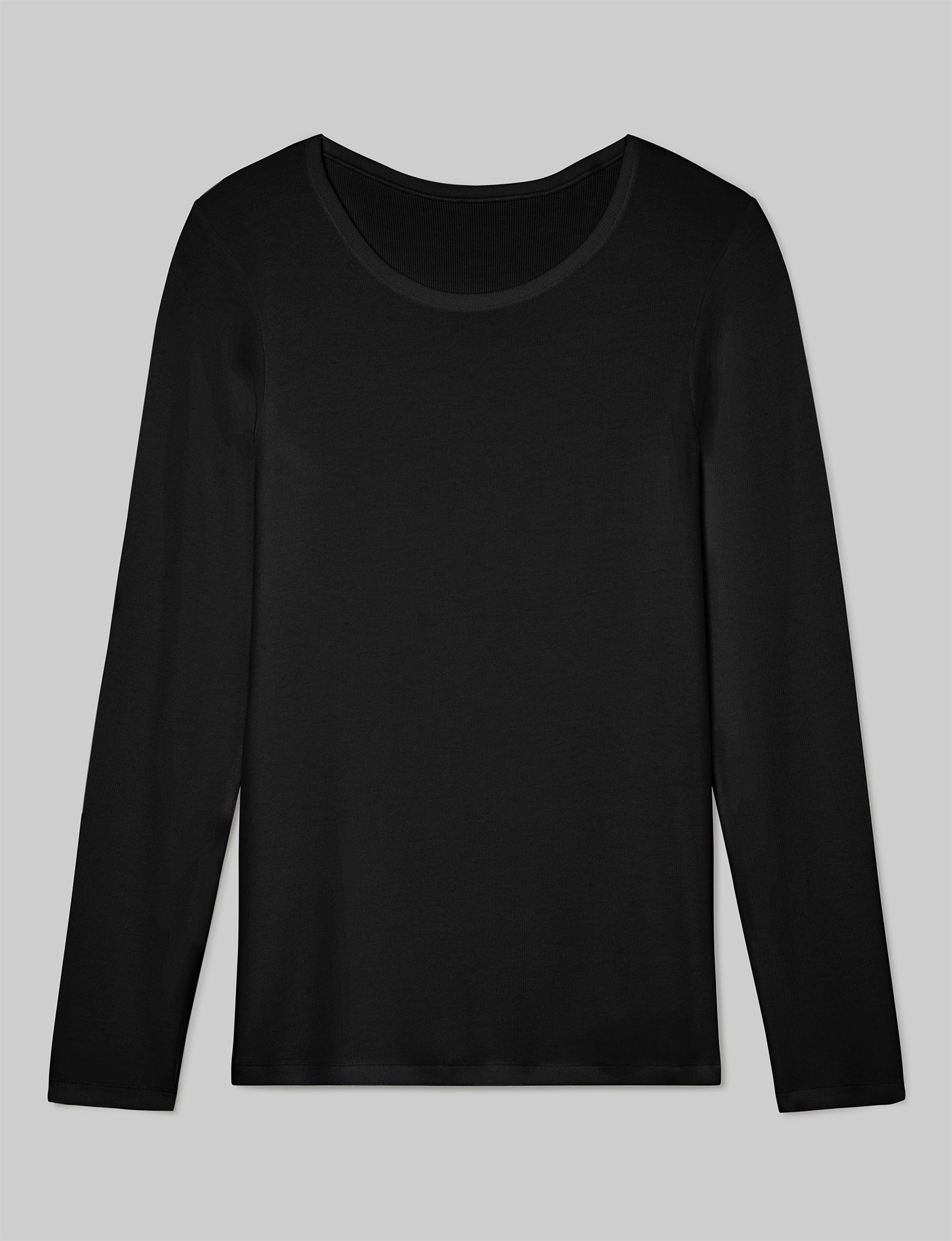 Women's Soft Micro Rib Long Sleeve T-Shirt - Comfortable Stretch Fit Casual Top for Everyday Wear | Perfect for Layering, Workouts & Lounge