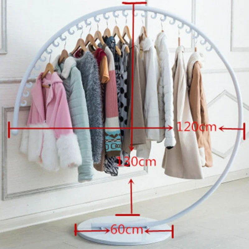 Sturdy Wrought Iron Circular Coat Rack - Freestanding Entryway Organizer for Hats, Jackets & Bags | Perfect for Hallway, Bedroom or Office Storage