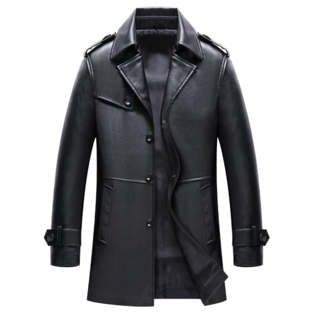 Men's PU Leather Jacket - Autumn Casual Long Trench Coat British Style for Outdoor & Daily Wear | DAMAIJSQ