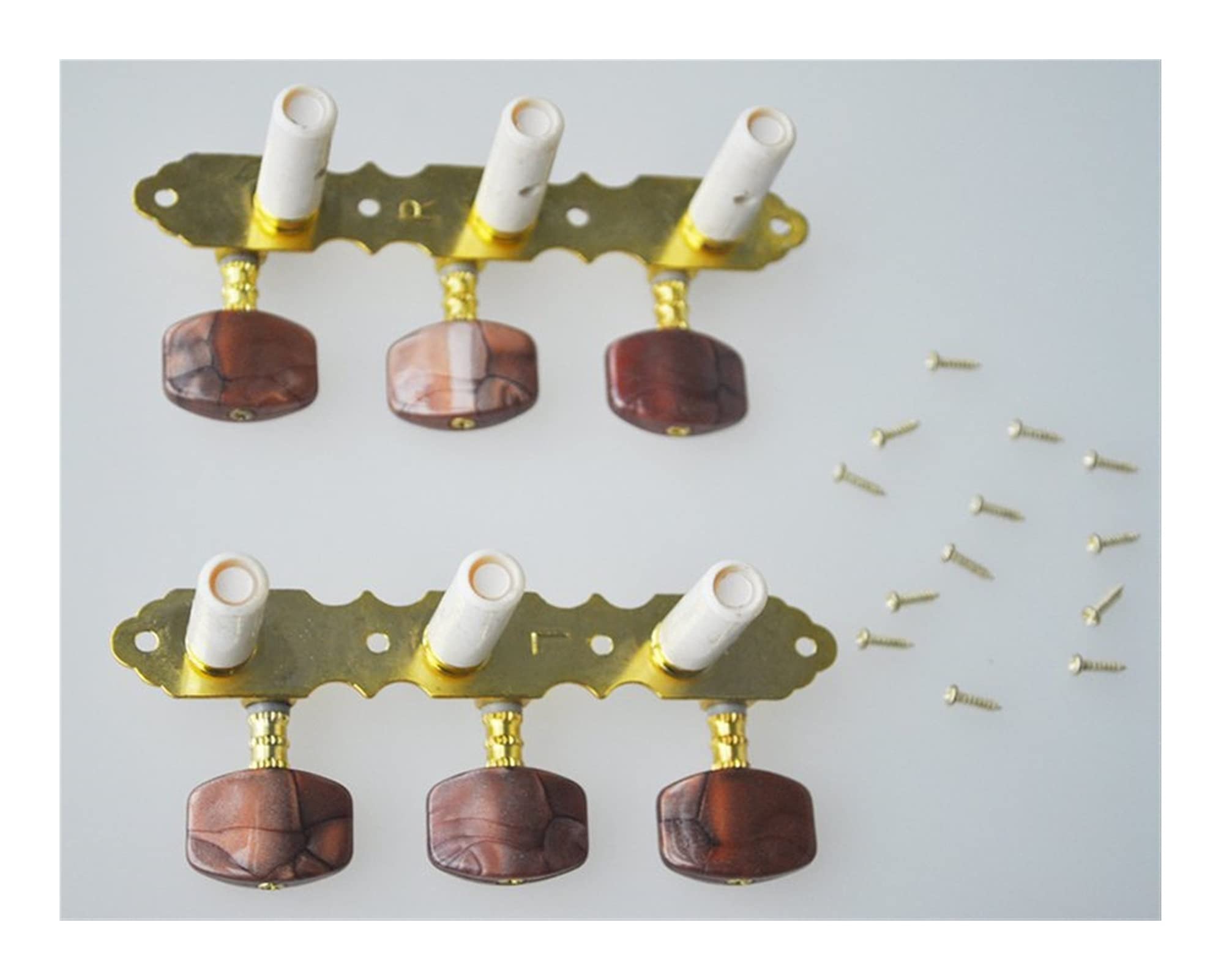 Classical Guitar Tuning Pegs - Premium Brown Machine Heads for Precise Tuning | Perfect for Acoustic & Classical Guitars, Music Performances & Studio Recording