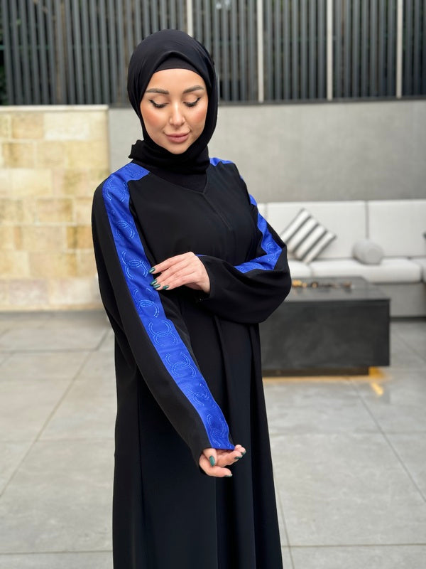Swarovski Crystal Embellished Black Abaya Dress for Women - Elegant Islamic Modest Wear for Special Occasions & Evening Events