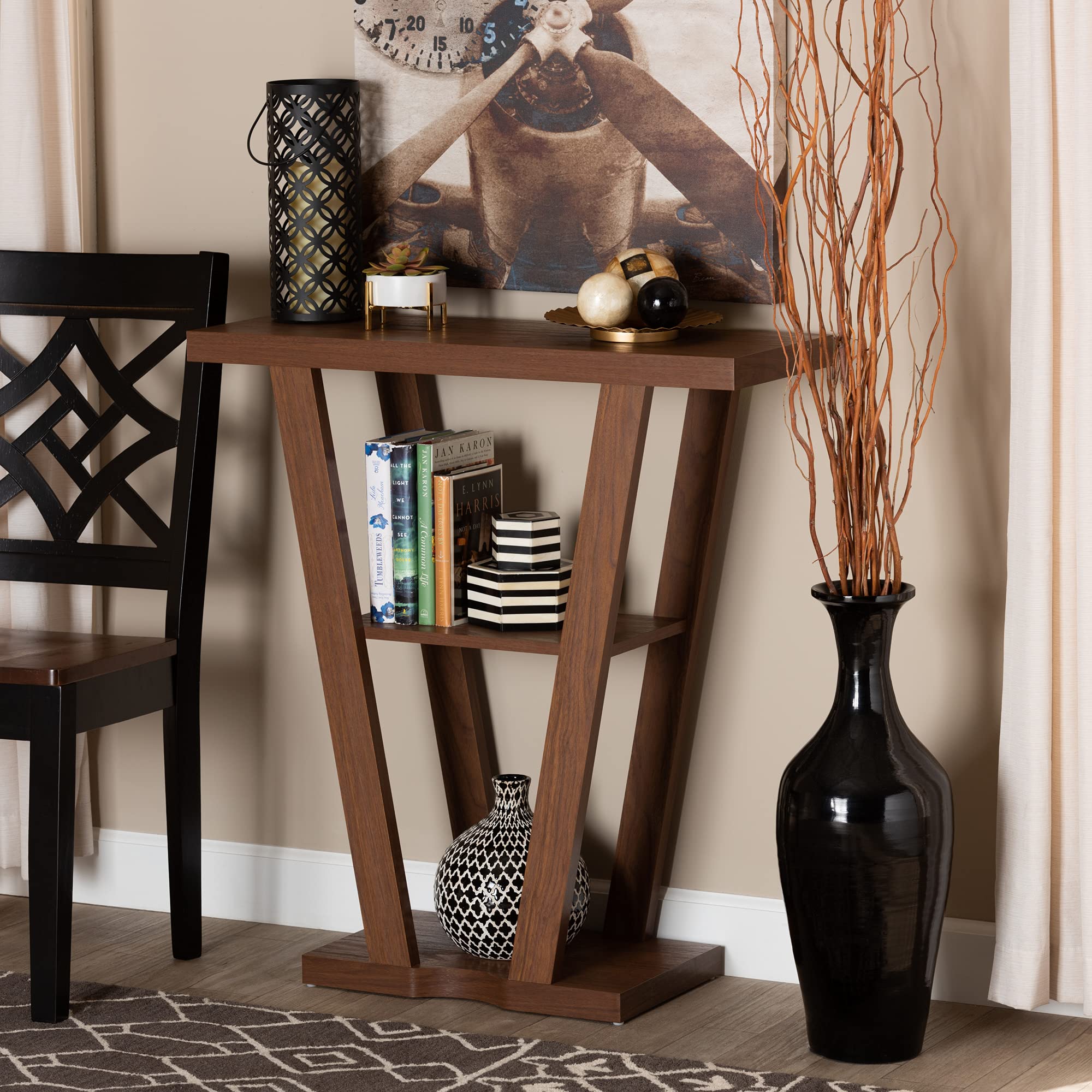 Baxton Studio Boone Console Table - Solid Wood Entryway Table, Walnut Brown Finish - Perfect for Hallway, Living Room & Home Decor