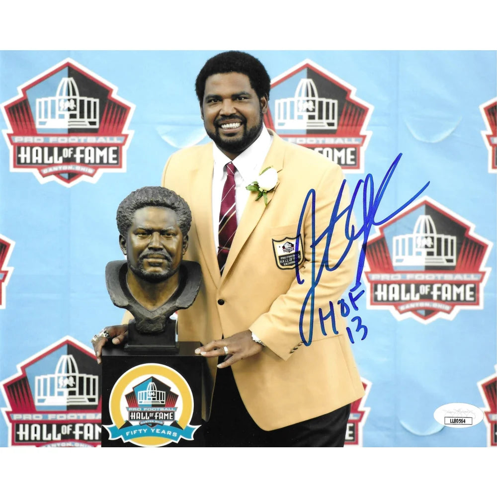 Jonathan Ogden Autographed 8x10 Photo with JSA COA - NFL Baltimore Ravens Signed Memorabilia - Hall of Fame 13 - Perfect for Sports Collectors and Ravens Fans Display
