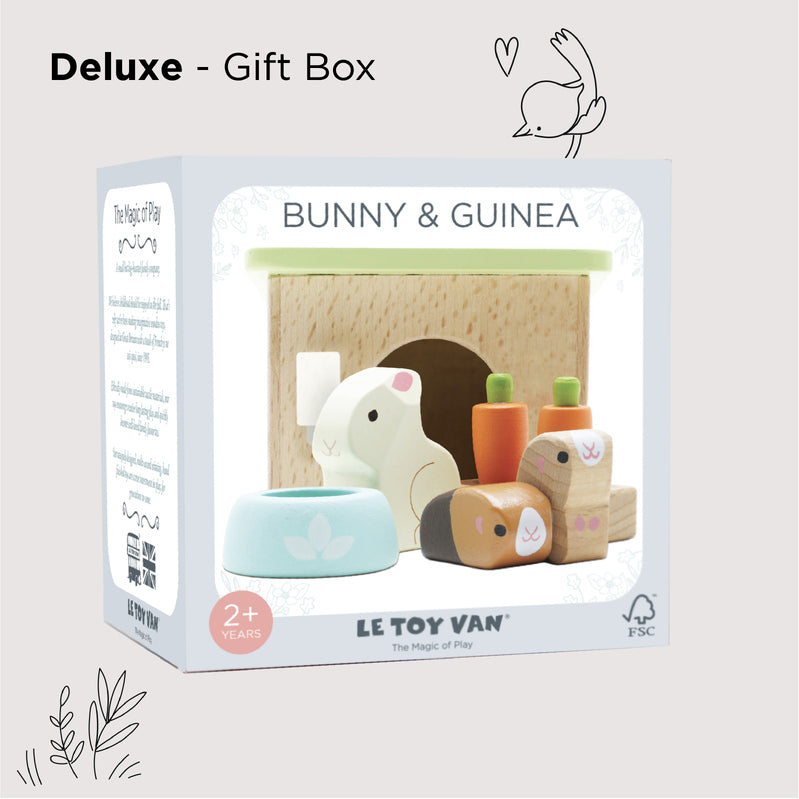 Daisylane Bunny & Guinea Pig Wooden Playset - Natural Wooden Pet Toy Set for Small Animals - Perfect for Hamsters, Rabbits & Guinea Pig Cages - Fun Interactive Playtime for Kids & Pets