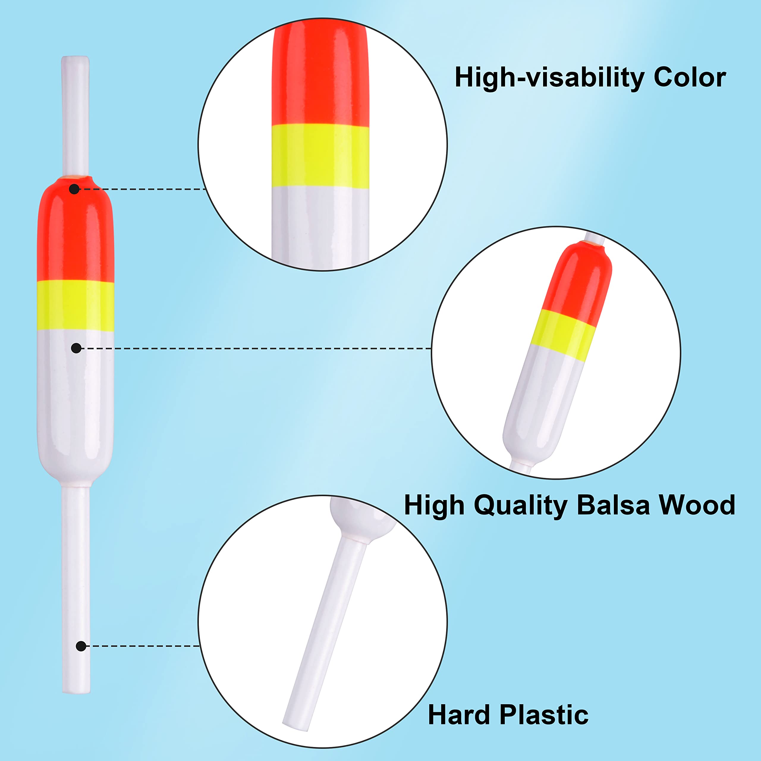 OROOTL Wood Slip Bobbers for Fishing - 10 Pack Balsa Floats & Spring Slip Bobbers for Crappie, Catfish, Panfish, Walleye | Durable Fishing Tackle Accessories for Freshwater & Saltwater Fishing