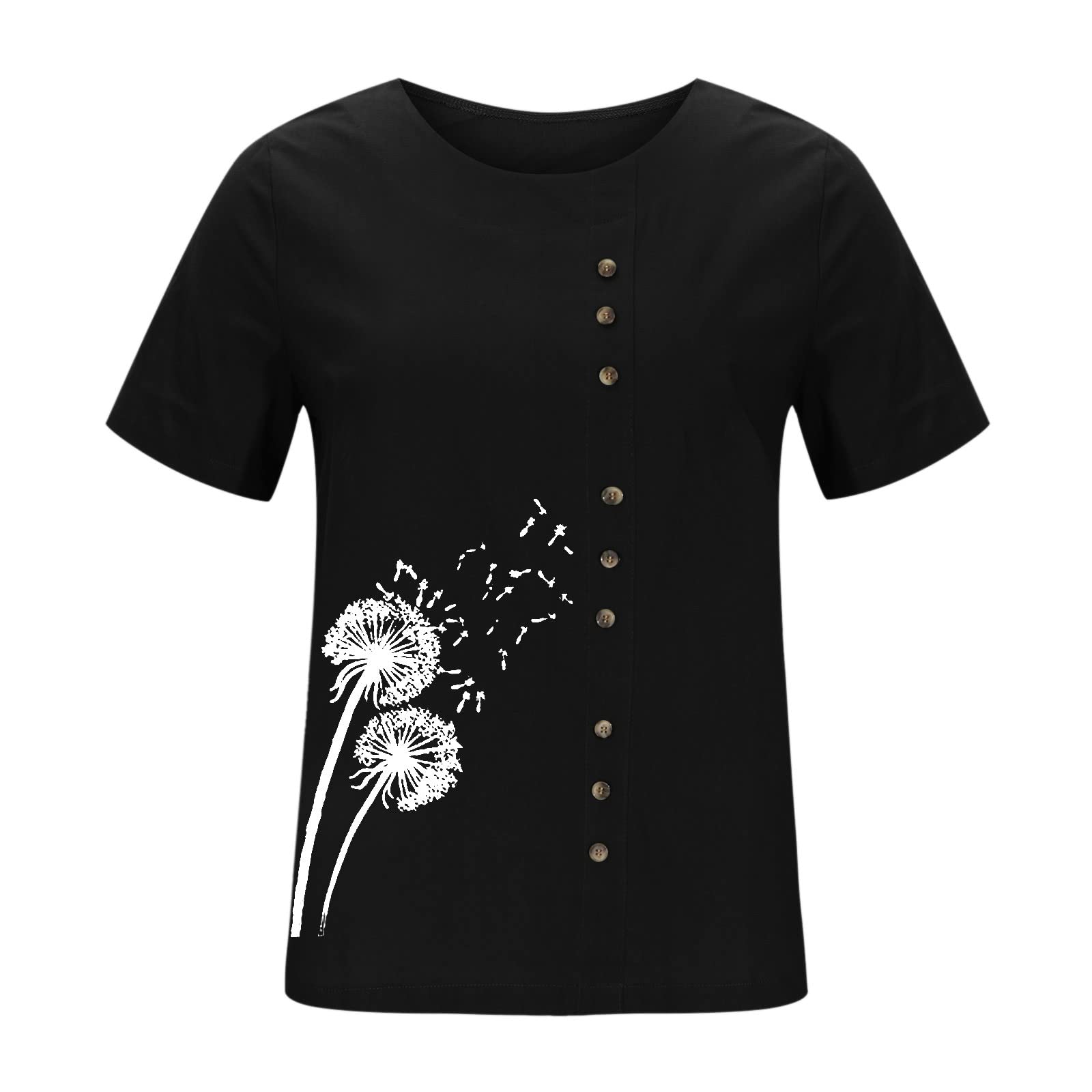 Women's Floral Printed Short Sleeve Crew Neck T-Shirt - Summer Casual Blouse, White Tank Top for Beach, Vacation & Everyday Wear