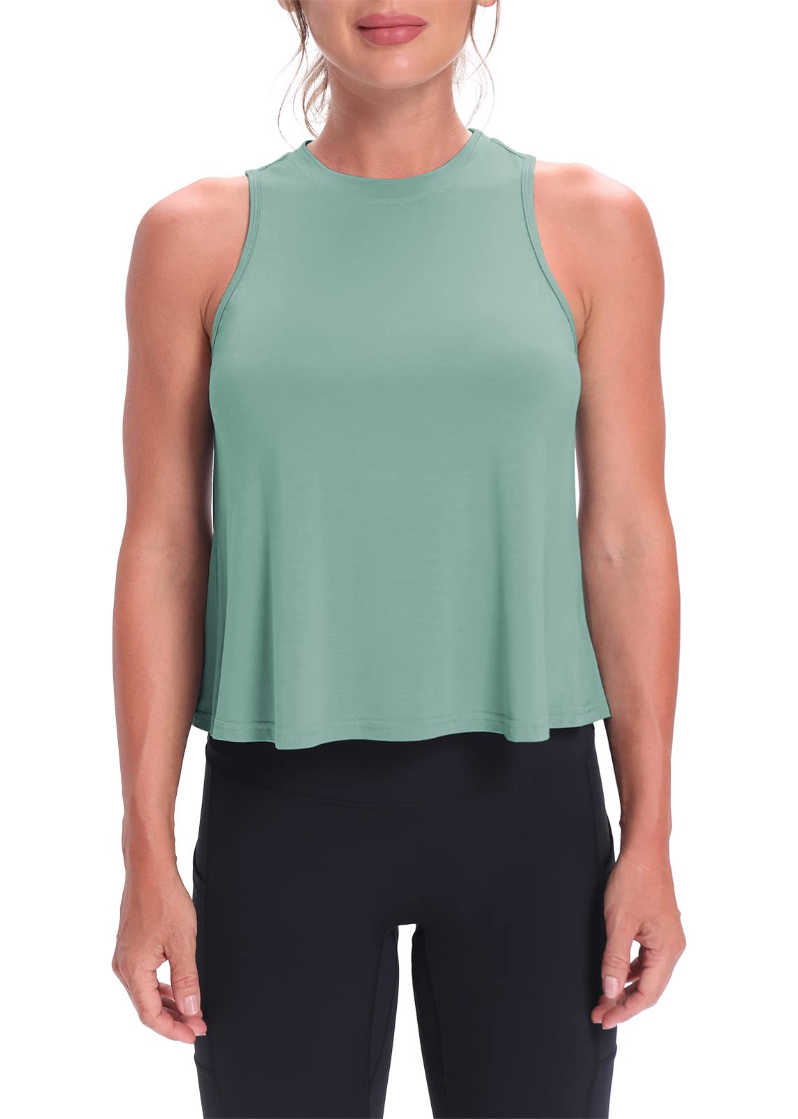 Women's Mippo Crop Tops - Breathable Workout Shirts & Flowy Athletic Tank Tops for Yoga, Running, Gym & Summer Outfits