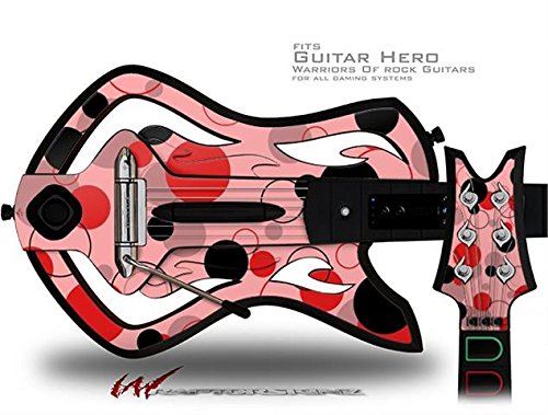 Warriors of Rock Guitar Hero Decal Skin - Red on Pink Dots Design | Compatible with Guitar Hero Controllers (Guitar Not Included) | Perfect for Gaming Setups & Customization