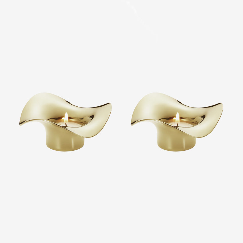 Georg Jensen Cobra Tealight Holder Set of 2 - Elegant Modern Candle Holders for Home Decor, Wedding Centerpieces & Romantic Ambiance