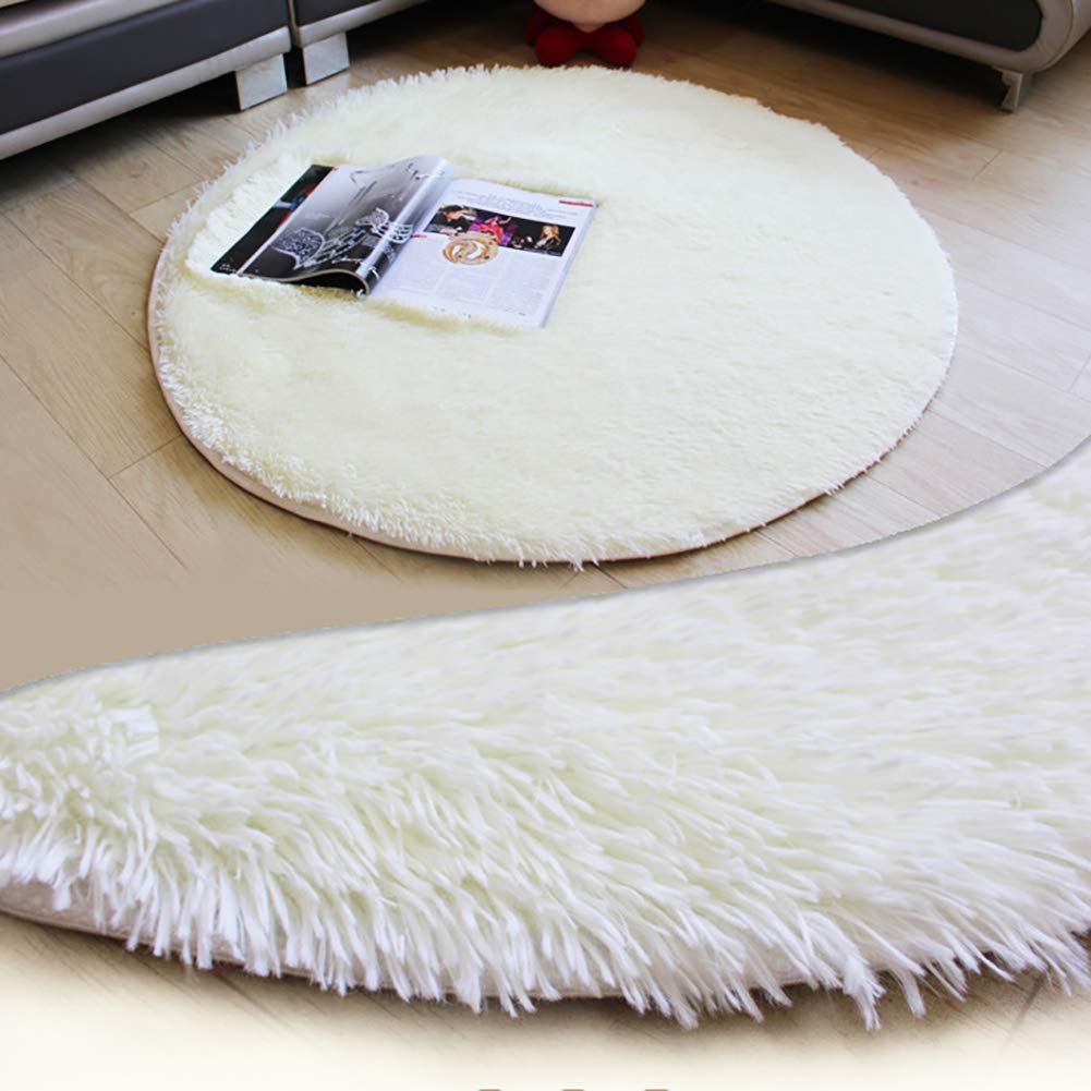 40cm Round Soft Non-Slip Fleece Bath Mat - Absorbent Bathroom Rug for Shower, Bedroom & Home Decor - Grey Plush Floor Mat for Comfort & Safety
