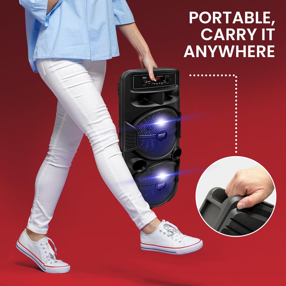 Dual 8-Inch Portable PA Speaker System - High Power Bluetooth Compatible for Outdoor Events, Parties & Live Performances
