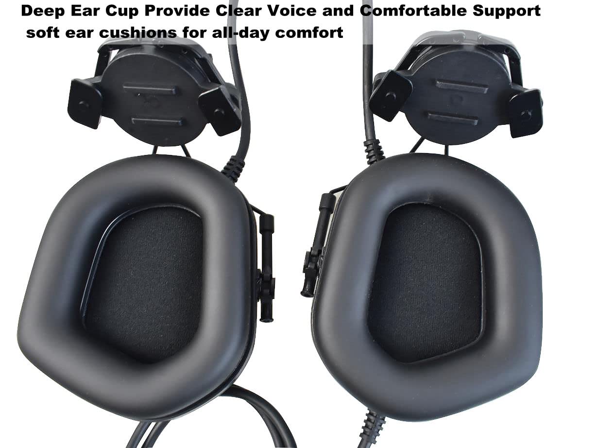 Tactical Shooting Headset with U94 PTT 2pin & ARC Rail Adapter - Noise Reduction Ear Protection & Clear Sound Pickup for Military, Airsoft, and Range Training (Black)