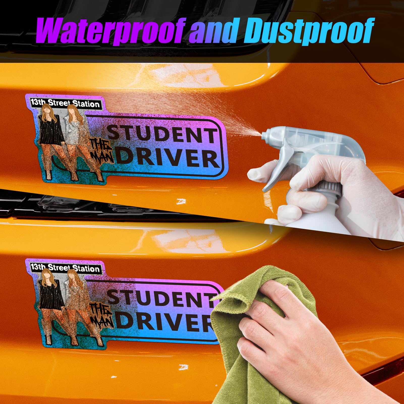 3 Pack Reflective Student Driver Magnets for Cars - 9 Inch Reusable Bumper Stickers with Strong Adhesive - Perfect for New Drivers, Teen Drivers & Learner Permit Holders - Great for School Parking Lots & Driving Practice