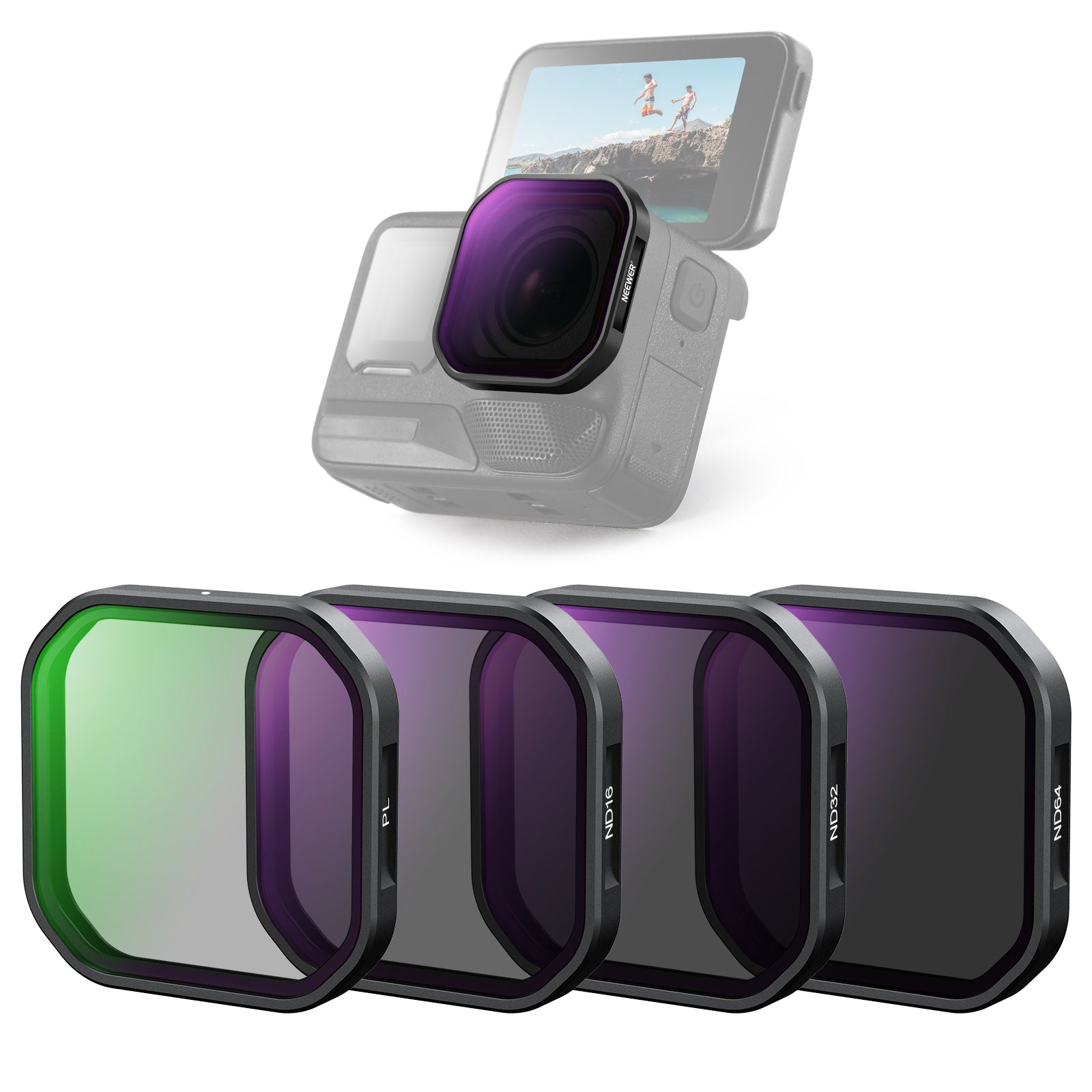 NEEWER PL/ND Filter Set for Insta360 Ace Pro 2 - Polarizing & Neutral Density Lens Filters for Professional Photography & Videography - Perfect for Outdoor, Travel, and Action Shots