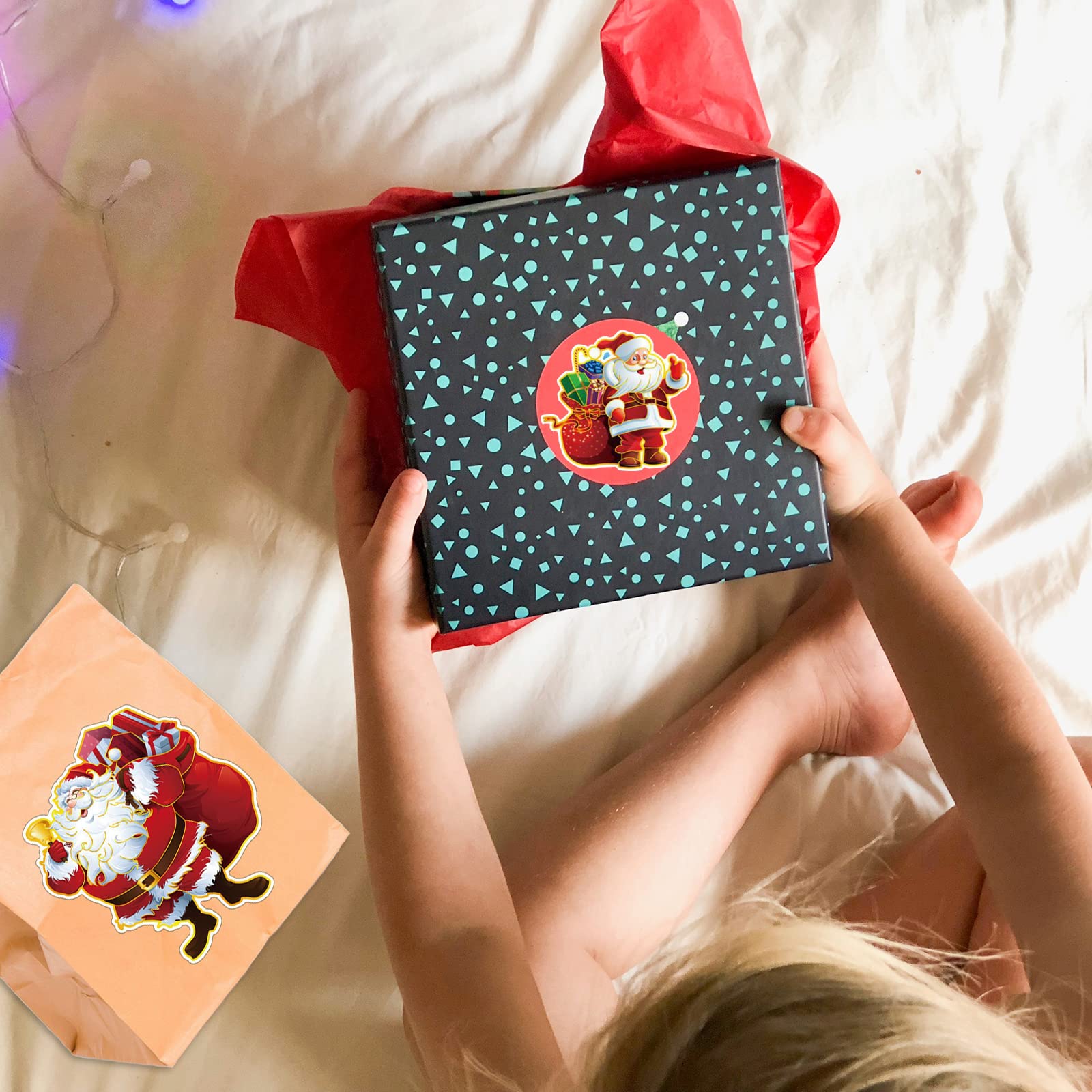 Christmas Stickers for Kids - 16 Sheets Santa Claus Stickers for Holiday Cards, Envelopes, Scrapbooking & DIY Crafts - Perfect for Christmas Decorations, Gift Wrapping & School Projects