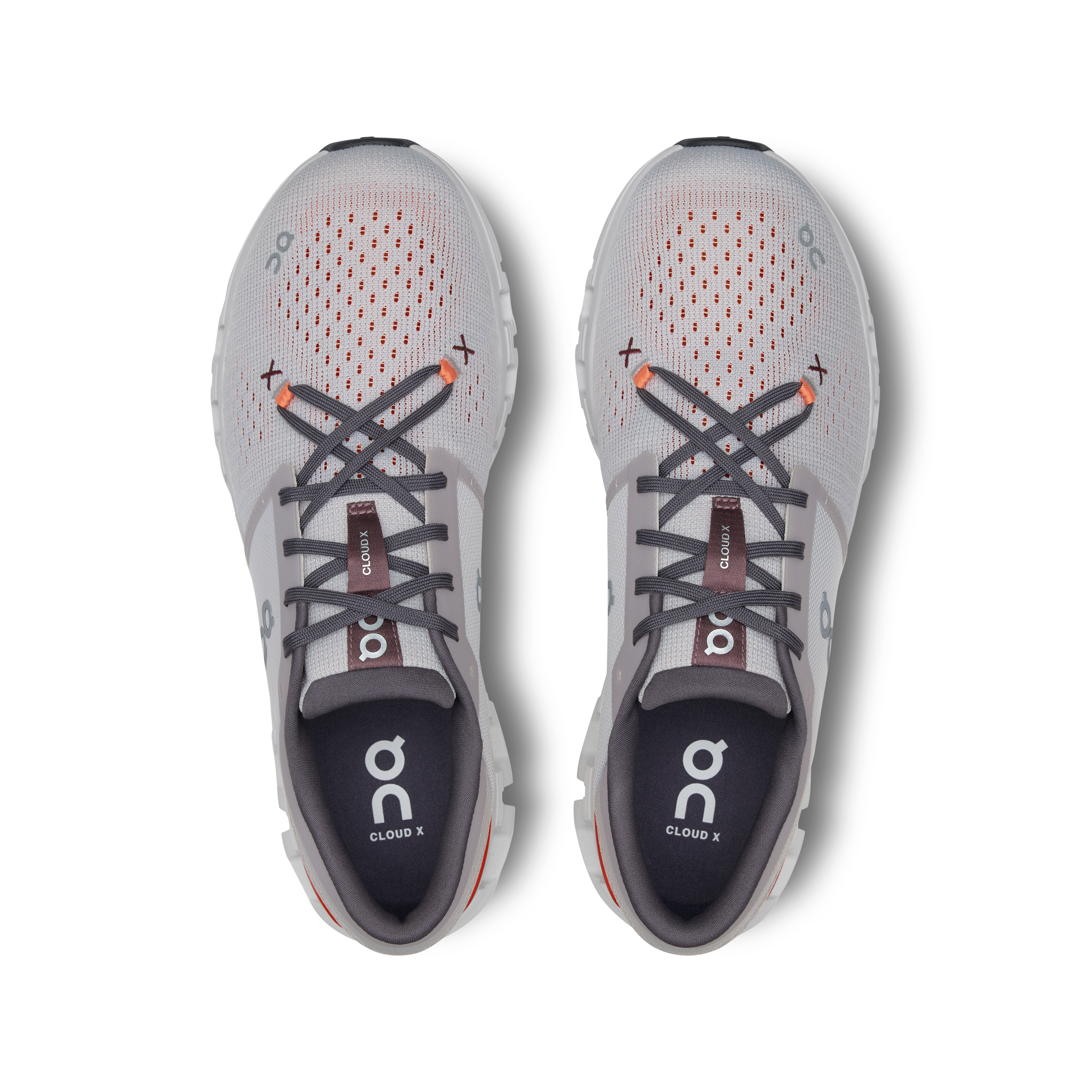 On Running Men's Cloud X 4 Running Shoes - Lightweight & Breathable Silver/Flame Color for Jogging, Gym Workouts & Daily Wear