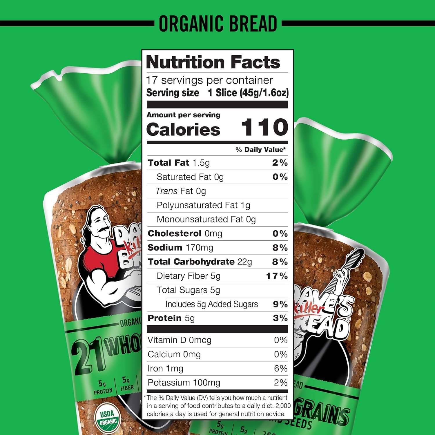 Dave's Killer Bread USDA Organic 21 Whole Grains & Seeds Bread - 27oz Loaf, Family Pack (3 Pack) | Healthy Breakfast, Sandwiches & Toast for Active Lifestyles