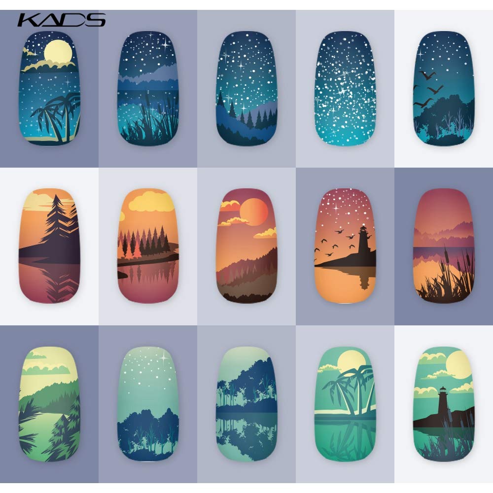 KADS Nail Stamping Plate Set - Nature Inspired Nail Art Templates for DIY Manicure & Nail Decoration (NA031) - Perfect for Home Salon, Professional Nail Artists & Gift Giving