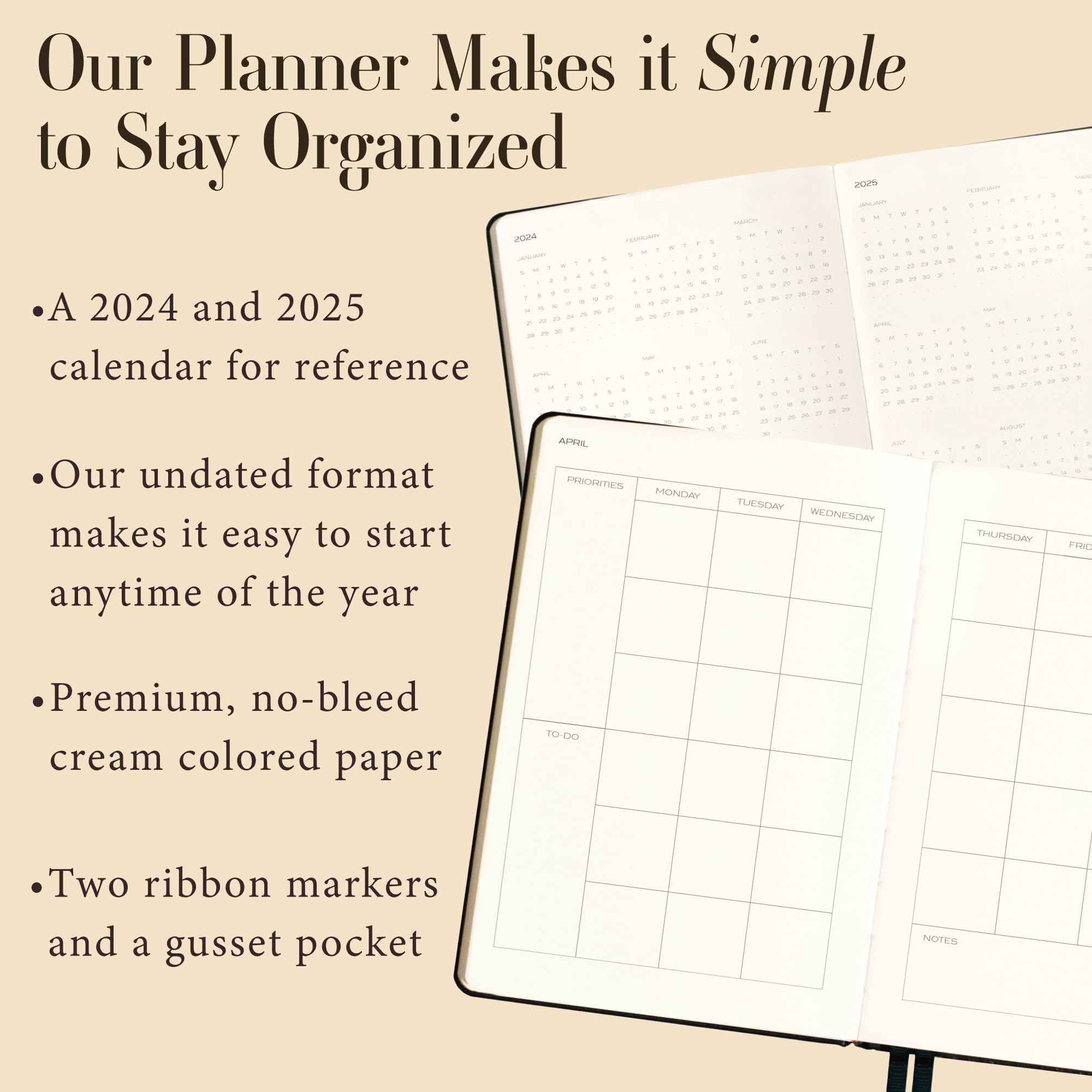 2025 Daily Planner & 12-Pack Black Retractable Gel Pens (0.5mm Fine Point) - Smooth Writing for Office, School & Journaling - Perfect Gift Set for Students & Professionals