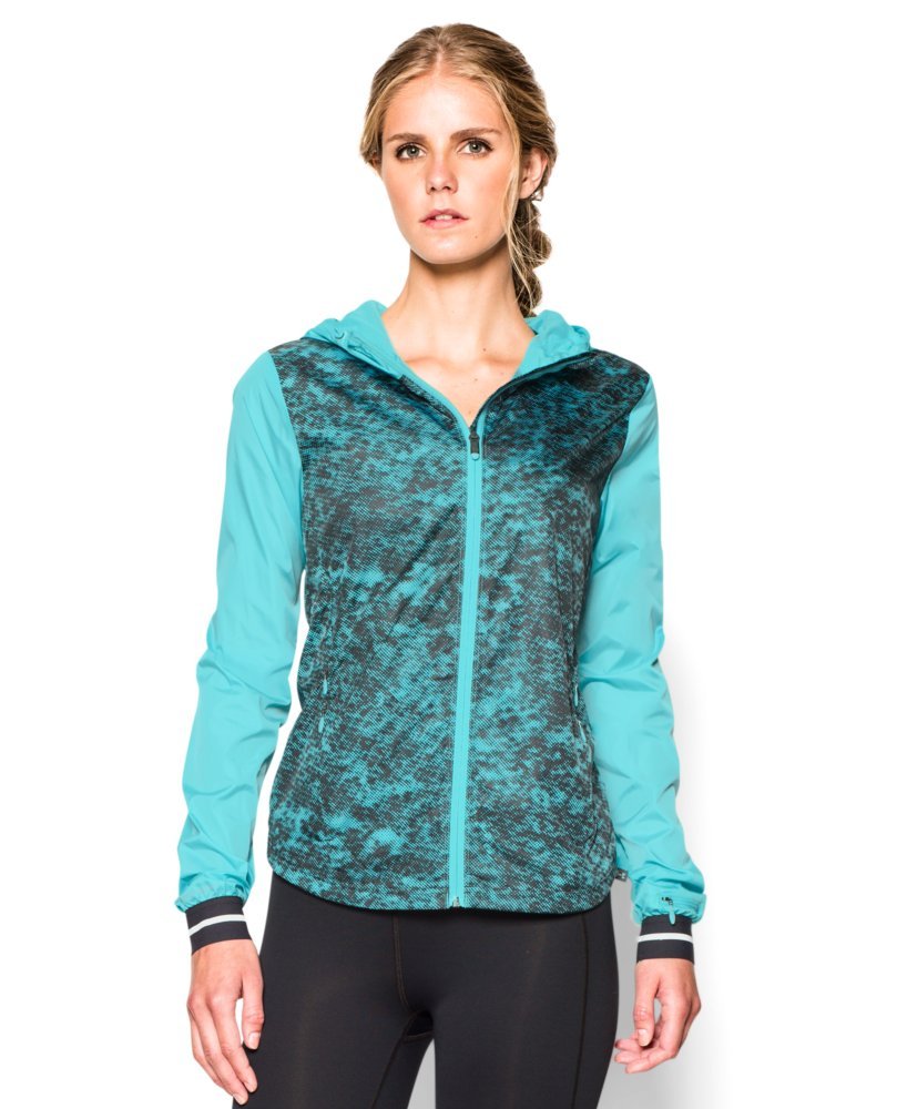 Under Armour Women's Printed Layered Up Storm Jacket - Waterproof Windbreaker with Reflective Details in Veneer/Black | Perfect for Running, Hiking & Outdoor Activities