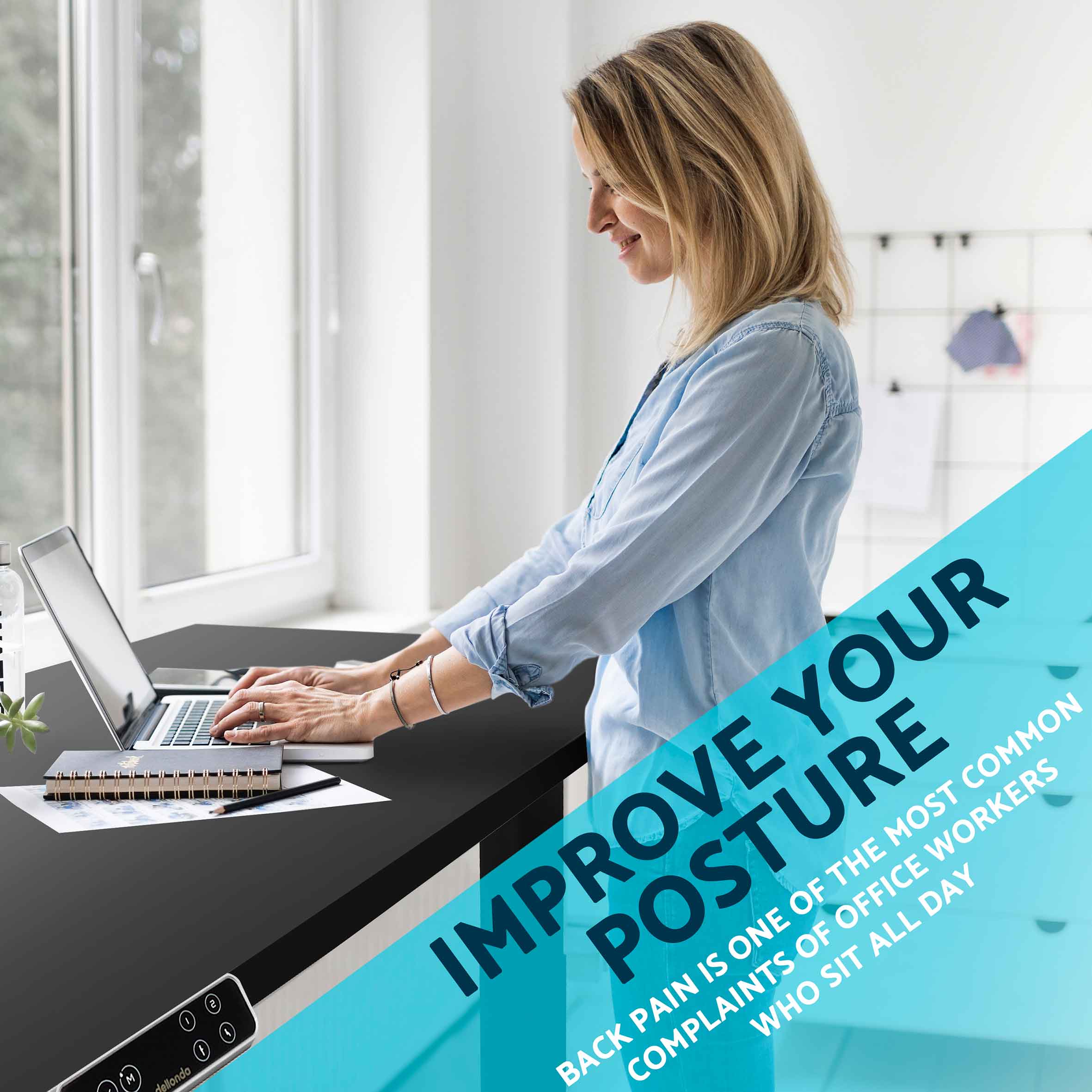 Height Adjustable Electric Standing Desk with Memory Function - 55