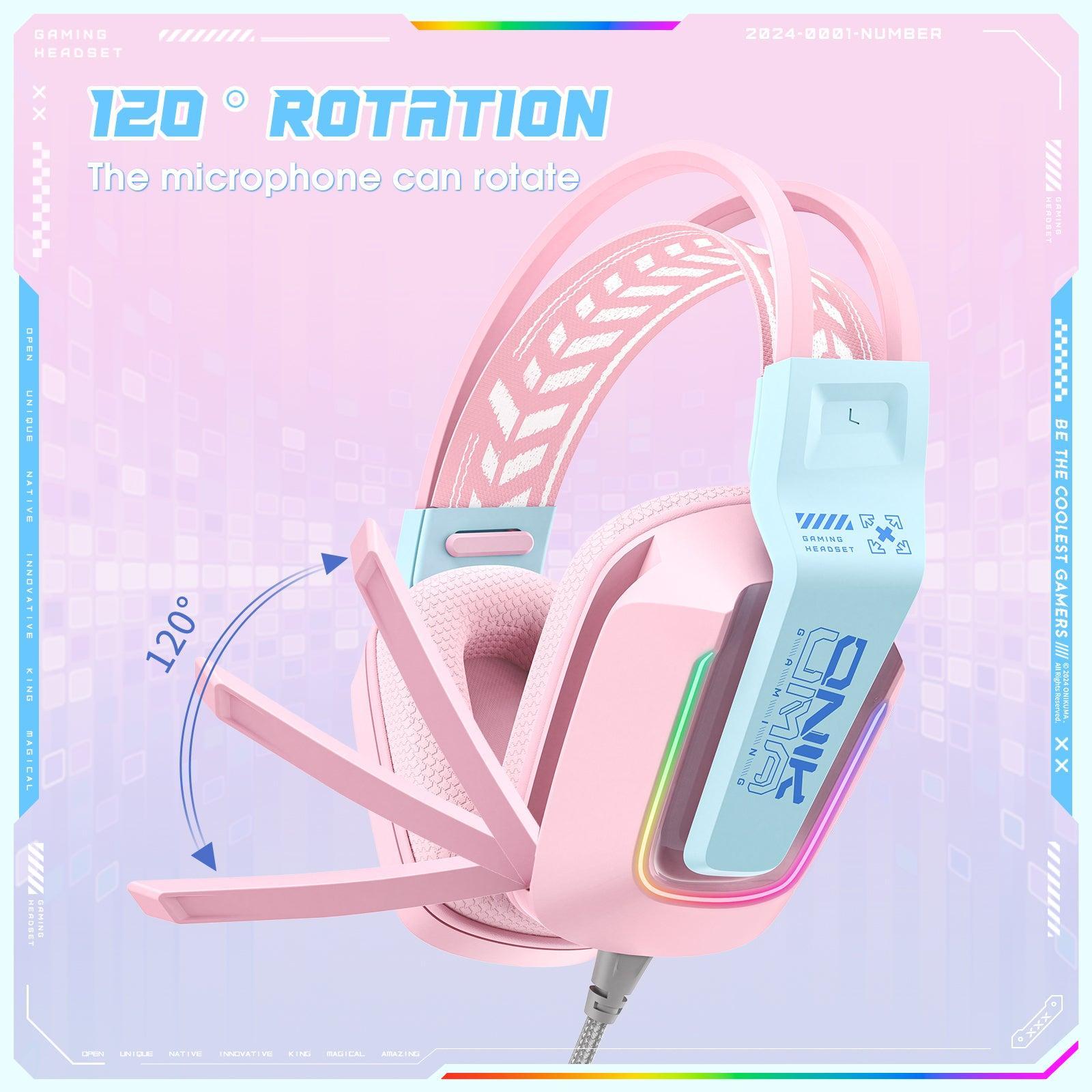 ONIKUMA X13 RGB Gaming Headset with 50mm Drivers & 120° Adjustable Mic - Multi Color Options for PC, PS4, Xbox, Nintendo Switch - Perfect for FPS, MOBA & Streaming Games