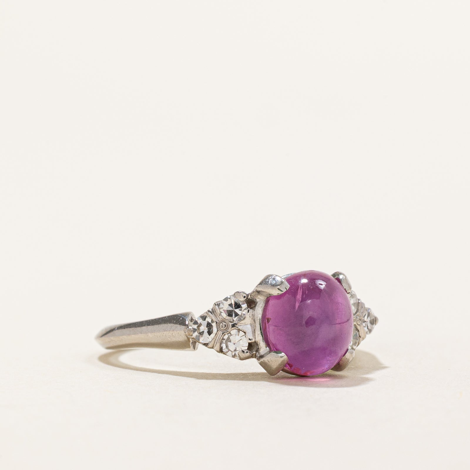 Natural Pink Sapphire and Diamond Engagement Ring 2.21ct Oval Cut | 0.18ctw Round Diamond Accents | Size 6.25 | Perfect for Proposals, Anniversaries & Romantic Occasions