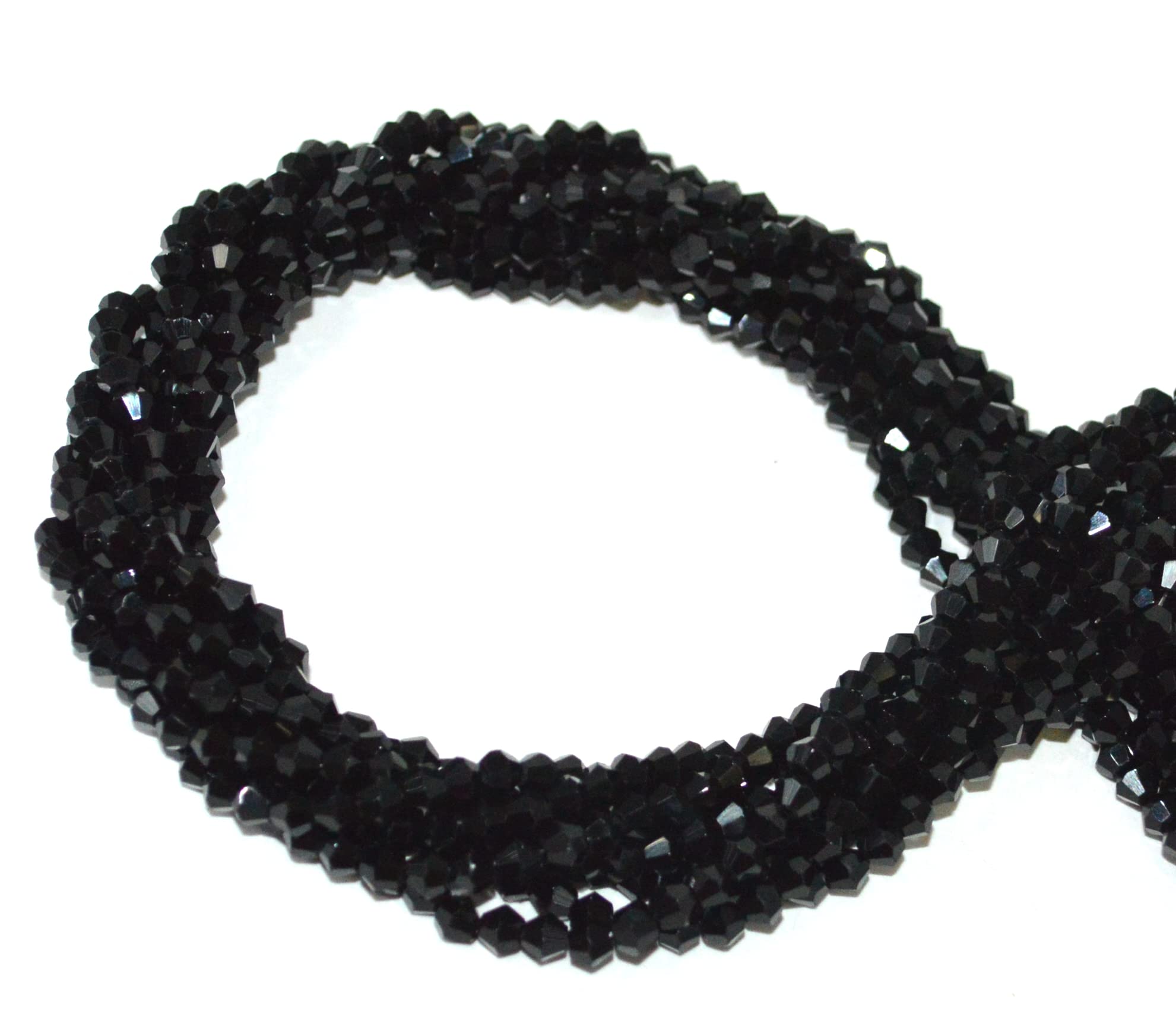 1000pcs 4mm Bicone Glass Beads for Jewelry Making - Faceted Crystal Beads DIY Craft Supplies for Earrings, Bracelets, Necklaces - Perfect for Jewelry Design, Beading Projects & Glass Doll Decor (Black, 11 Strands)