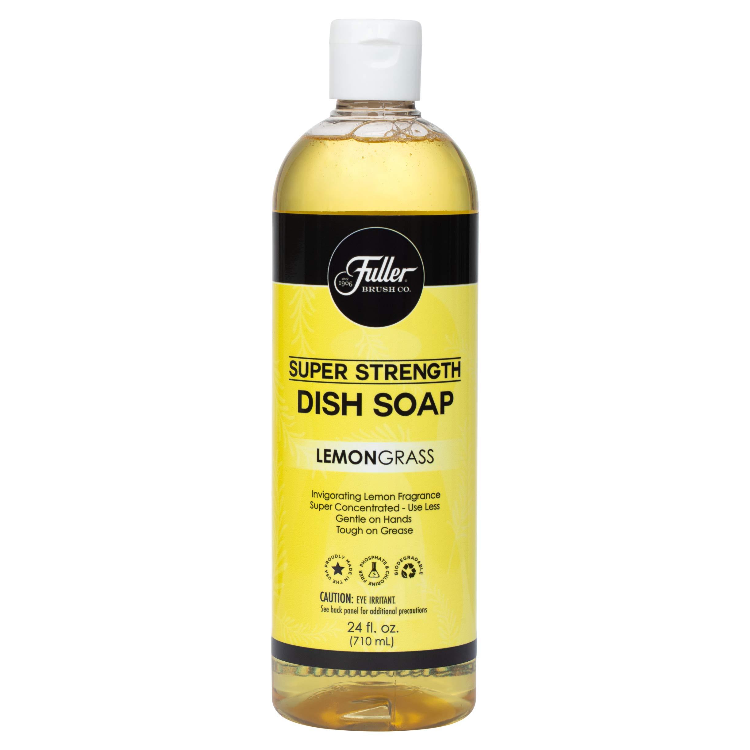 Fuller Brush Super Strength Dish Soap - Economical & Concentrated Formula for Dishes, Glasses, Silverware, Pots & Pans - Lemongrass Scented - Perfect for Kitchen Cleaning, Dishwashing & Countertop Sanitizing