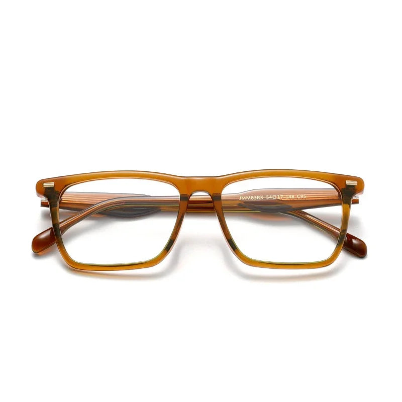 Aror Unisex Full Rim Square Brow Line Acetate Eyeglasses 94831 - Stylish & Durable Eyewear for Men & Women - Perfect for Work, Reading & Fashion Accessories