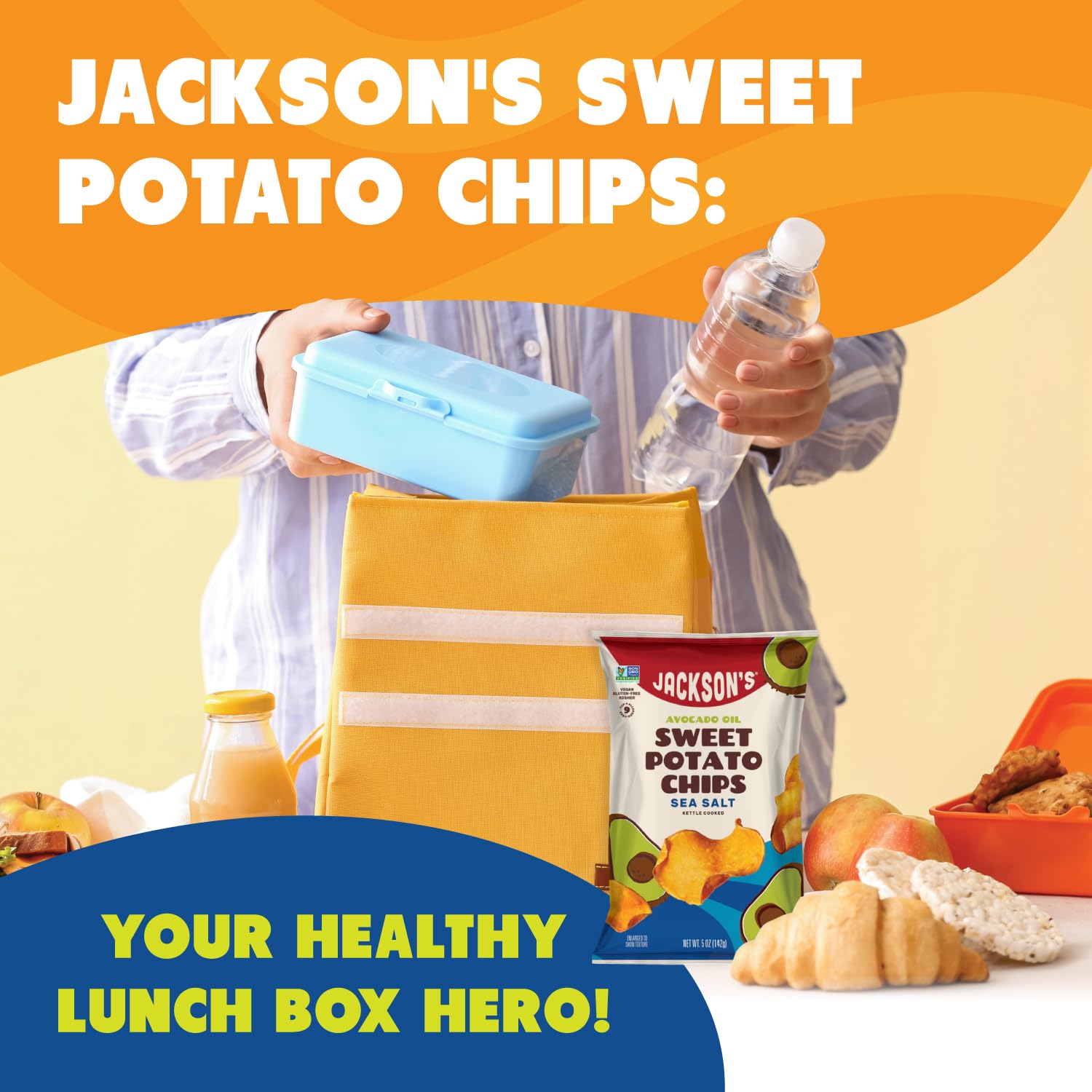 Jackson’s Sweet Potato Kettle Chips with Sea Salt - Made with Premium Avocado Oil (1 oz, Pack of 15) | Allergen-Friendly, Gluten Free, Peanut Free, Vegan & Paleo Certified | Healthy Snacks for Parties, School Lunches & On-The-Go | Shark Tank Featured Product