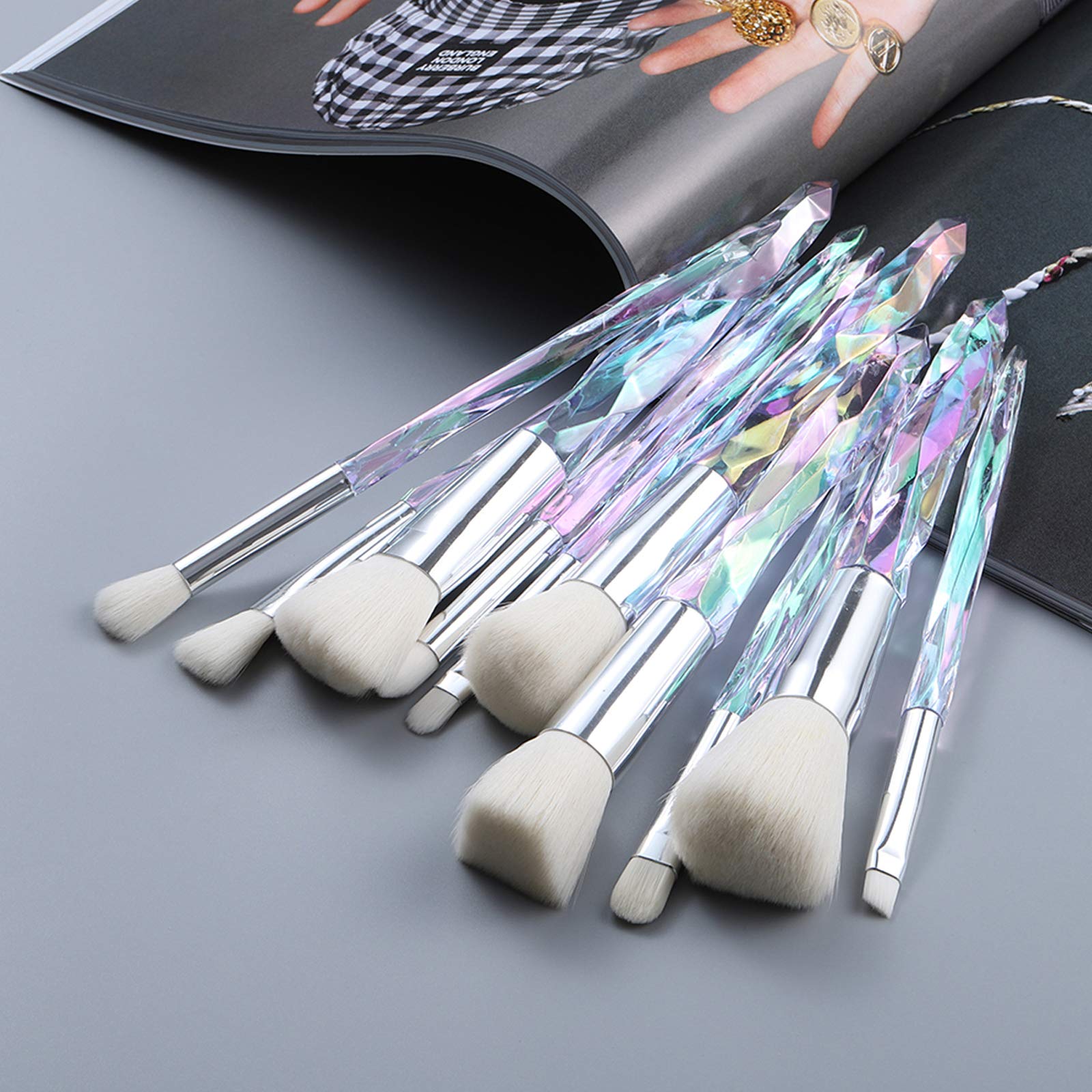 Premium 10-Piece Kingtree Makeup Brush Set - Crystal Handle Synthetic Bristles for Foundation, Blush, Eyeshadow & Eyebrows | Professional Cosmetic Brushes for Women & Teens | Perfect for Daily Makeup, Travel & Professional Makeup Artists