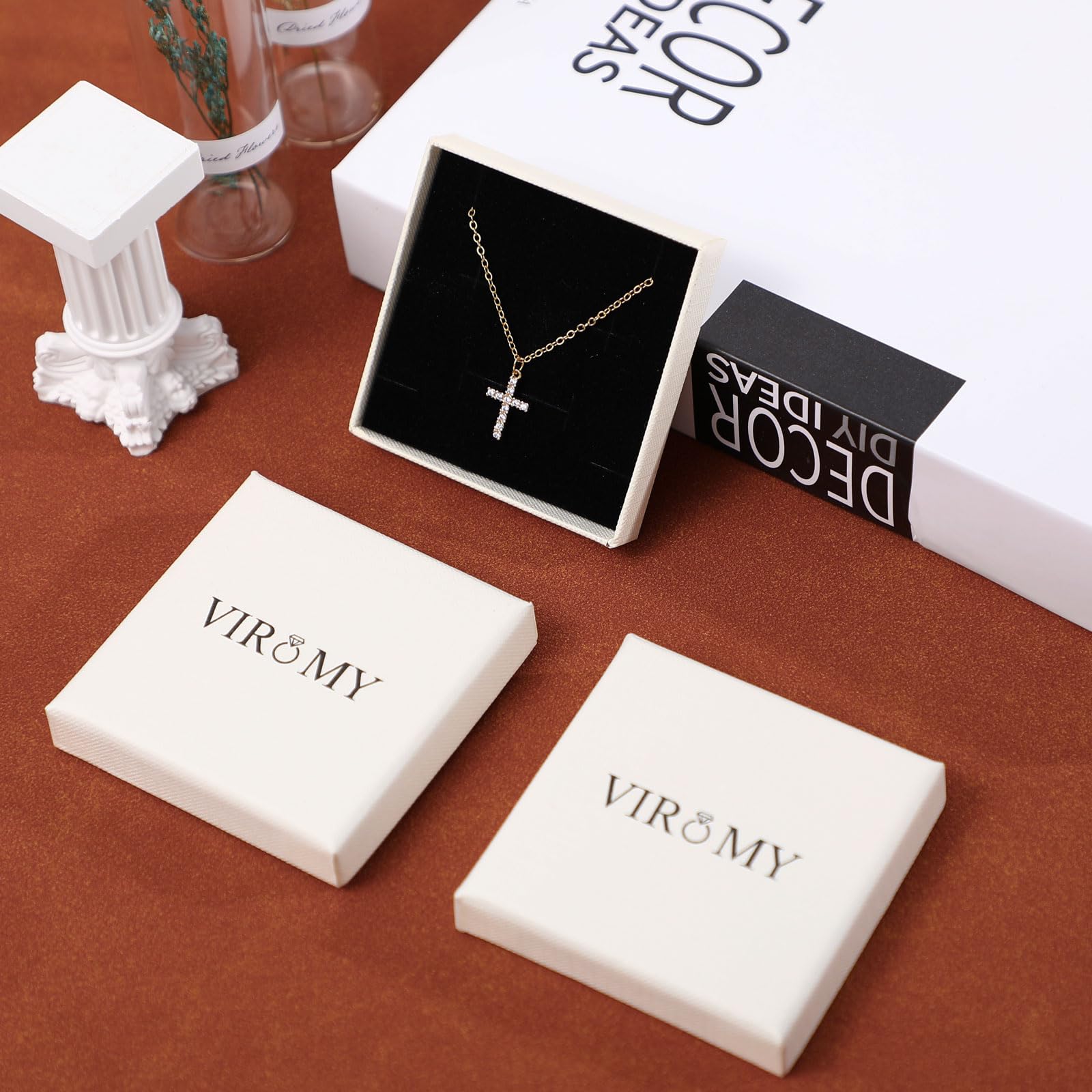 VIROMY 14K Gold Plated Cross Necklace for Women - Elegant Sideways Cross Pendant Choker, Trendy Everyday Jewelry Gift for Her | Perfect for Church, Date Night & Special Occasions