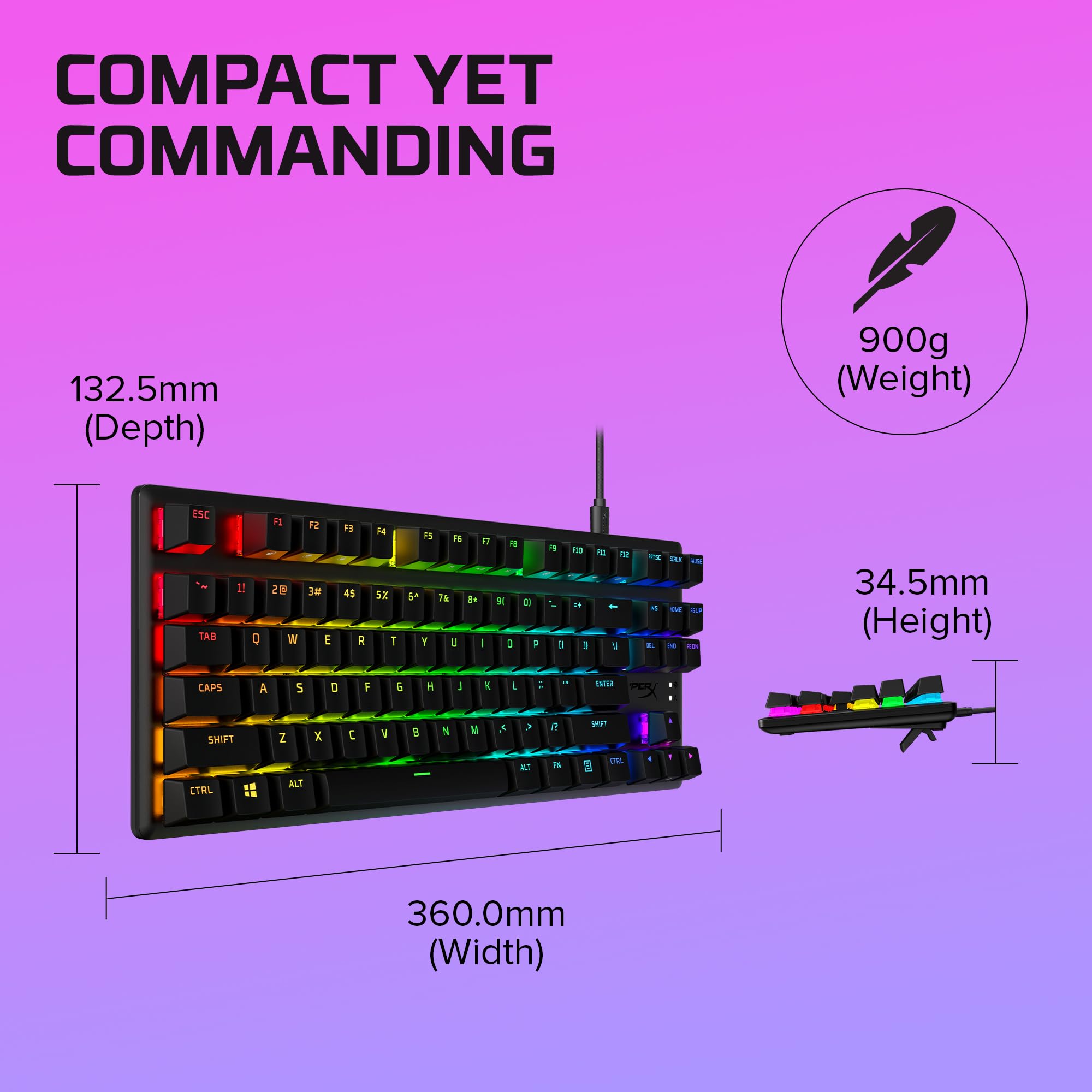 HyperX Alloy Origins Core PBT Mechanical Gaming Keyboard - RGB, Compact & Durable for Esports & Office