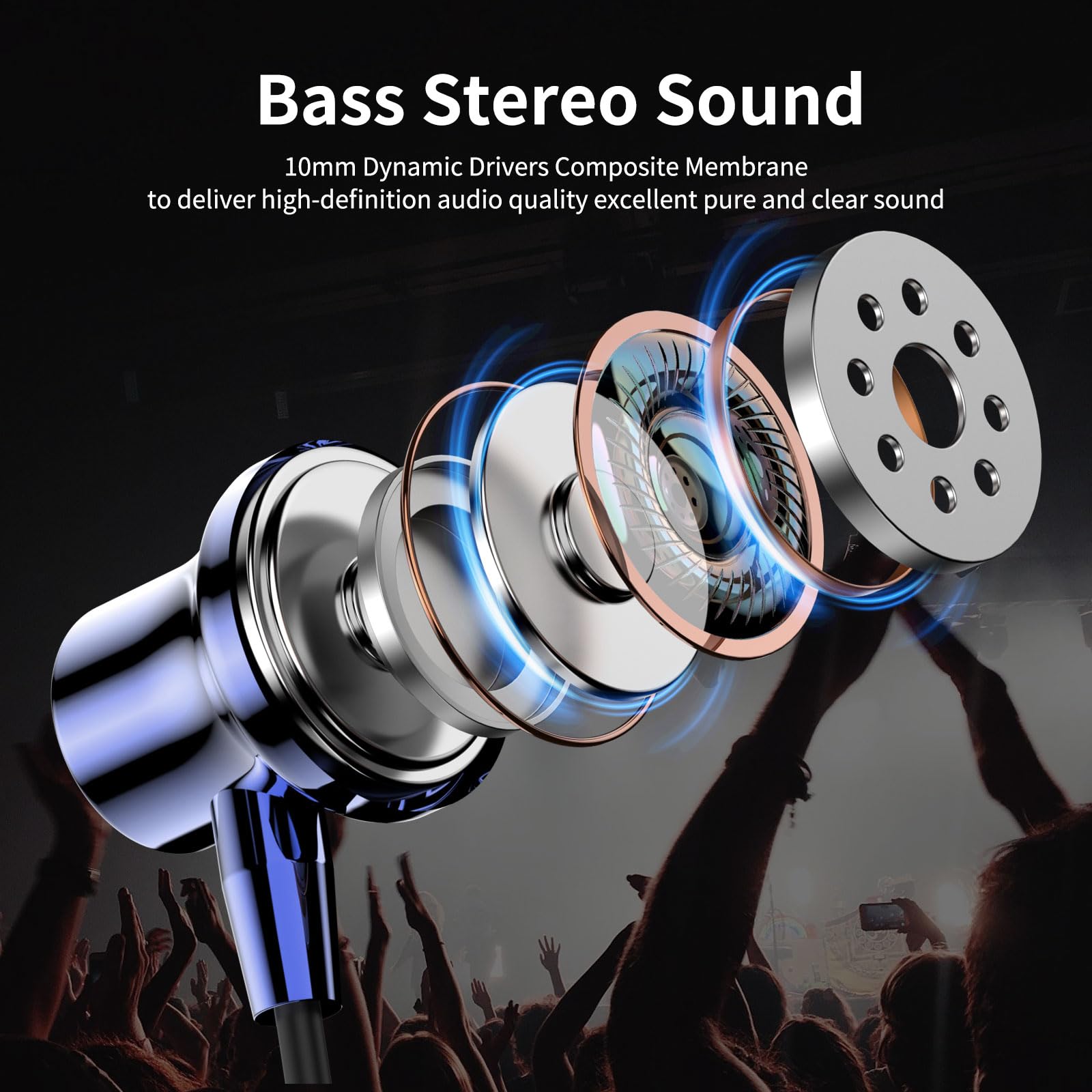 COOYA USB C Wired Earbuds with Bass Stereo & Noise Canceling - Magnetic In-Ear Earphones with Mic for iPhone 16 Pro Max/15 Plus/iPad 10/Pixel 9/8a/Samsung A16/S25/S24 Ultra/S23 A35/OnePlus 13/12 - Perfect for Commuting, Workouts & Gaming