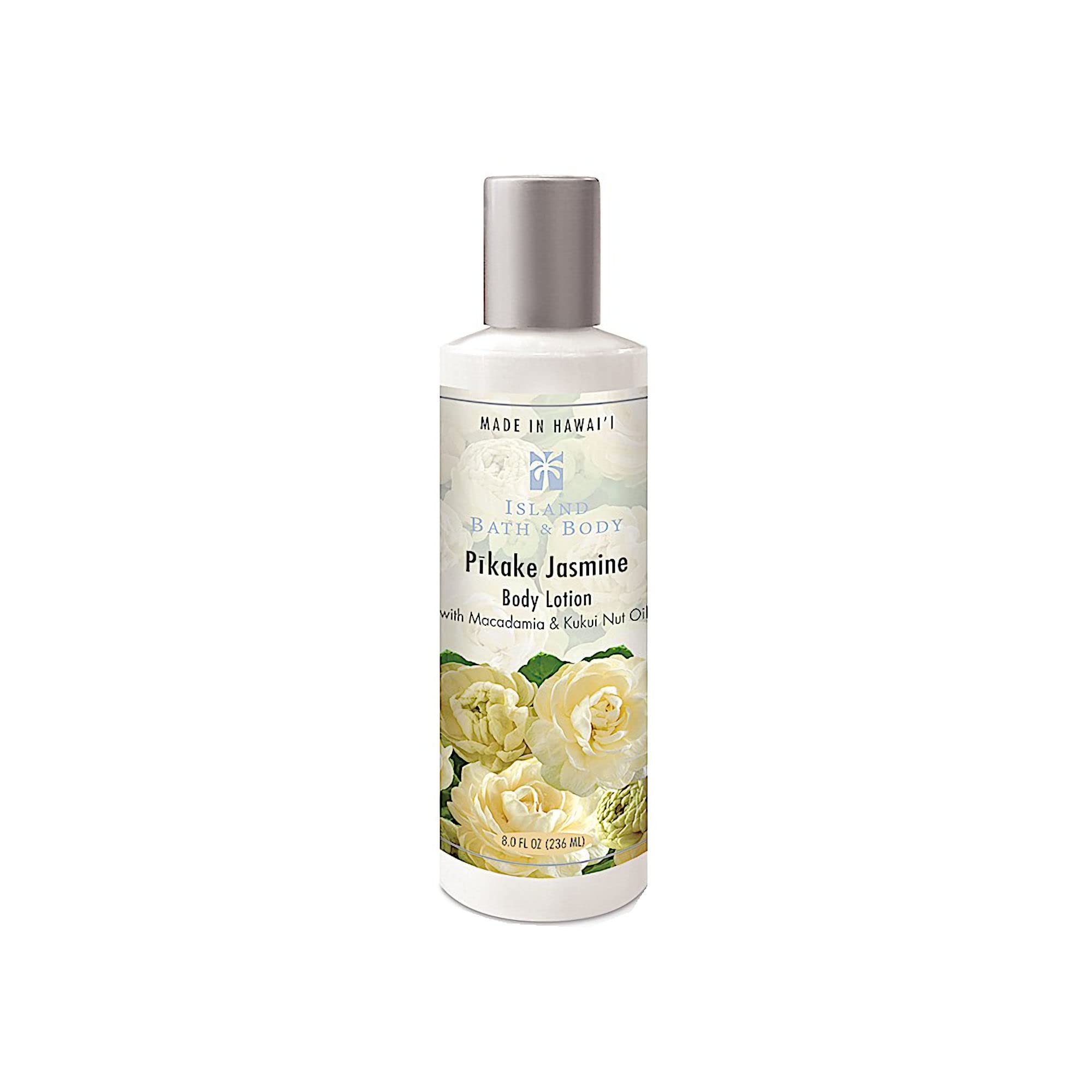 Hawaii-Made Island Bath and Body Pikake Jasmine Body Lotion 8oz - Moisturizing Floral Scent for Dry Skin & Relaxation - Perfect for Spa Days & Tropical Getaways