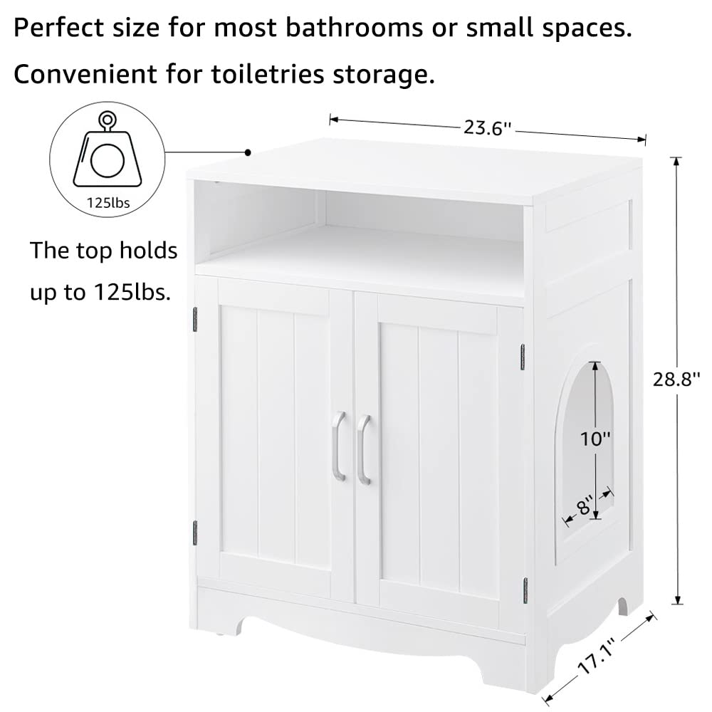 BeeNbkks Wooden Cat Litter Box Furniture - Hidden Washroom Enclosure with Cat House Nightstand, Indoor Pet Cabinet Crate for Home Decor | Perfect for Living Rooms, Bedrooms & Small Spaces