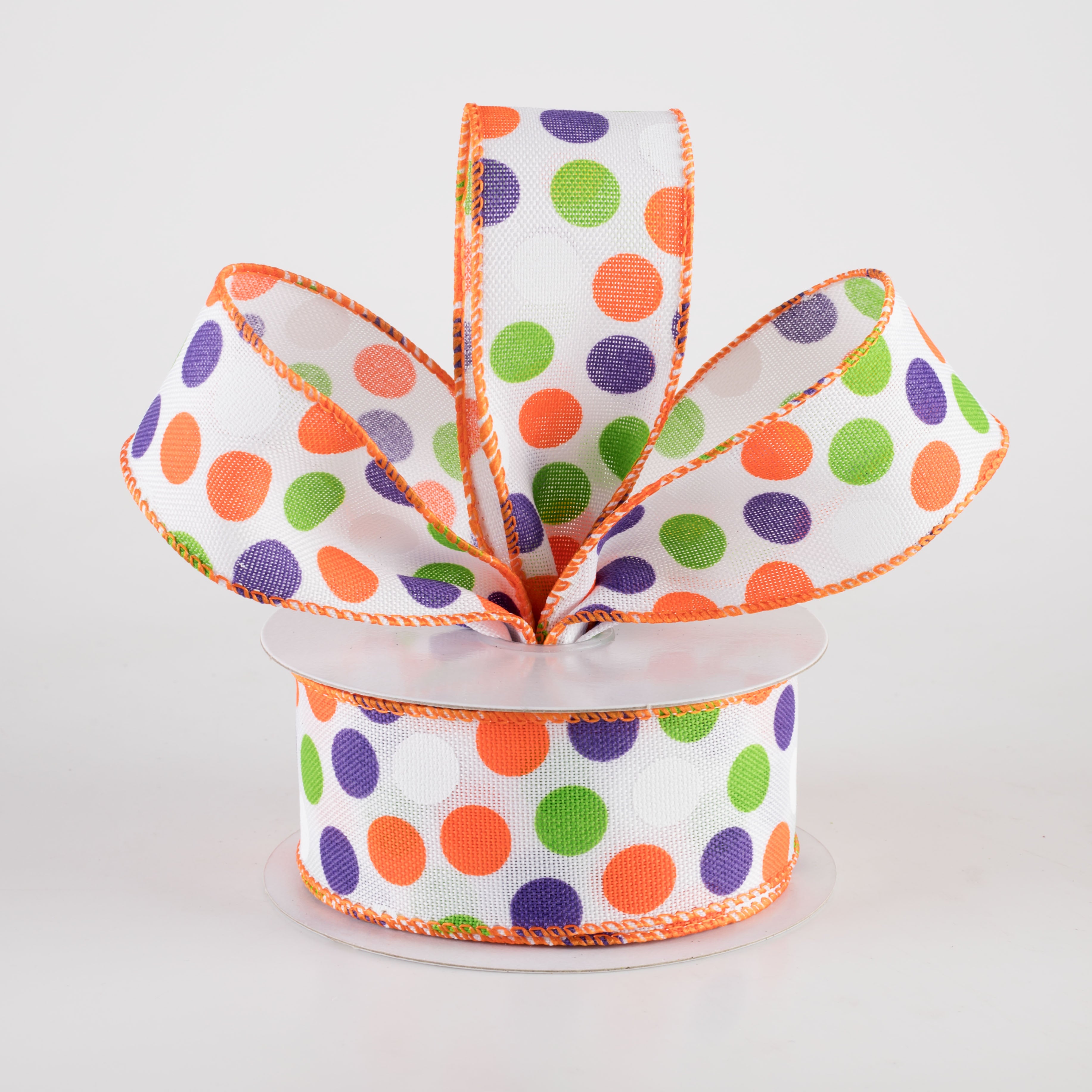 1.5 Inch Linen Halloween Dots Ribbon - White Decorative Ribbon (10 Yards) for Gift Wrapping, DIY Crafts, Party Decorations, and Seasonal Home Decor