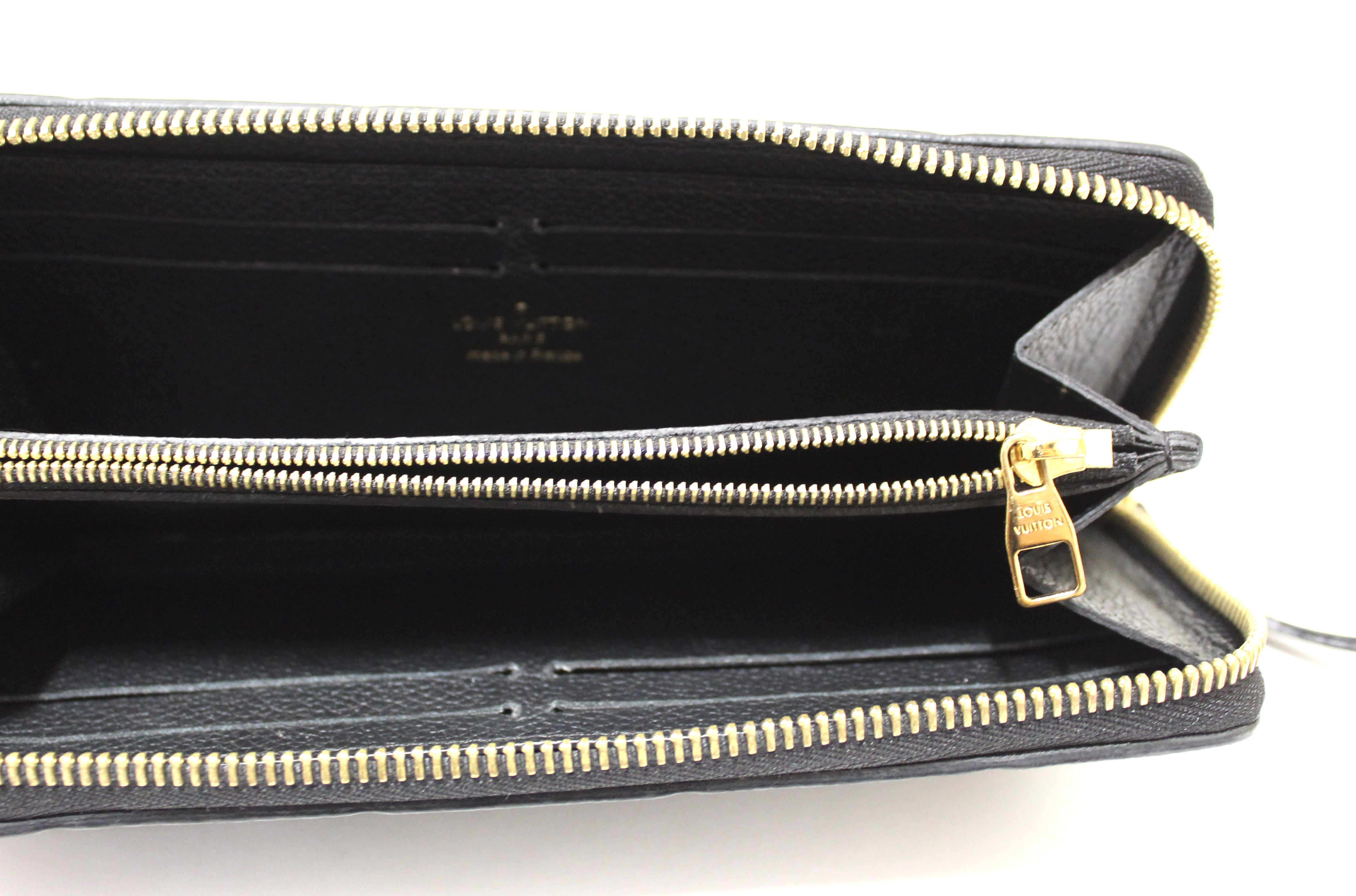 Authentic Louis Vuitton Black Empreinte Leather Clemence Zippy Wallet for Women | Luxury Designer Zip Around Wallet | Perfect for Everyday Use, Travel & Gift Giving